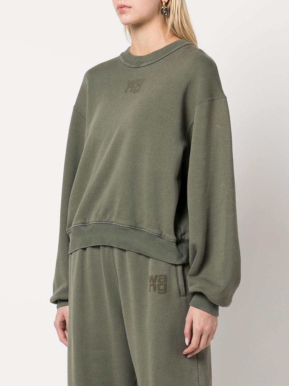 T By Alexander Wang T By Alexander Wang Structured Terry Crewneck  Sweatshirt W/puff Paint in Green | Lyst