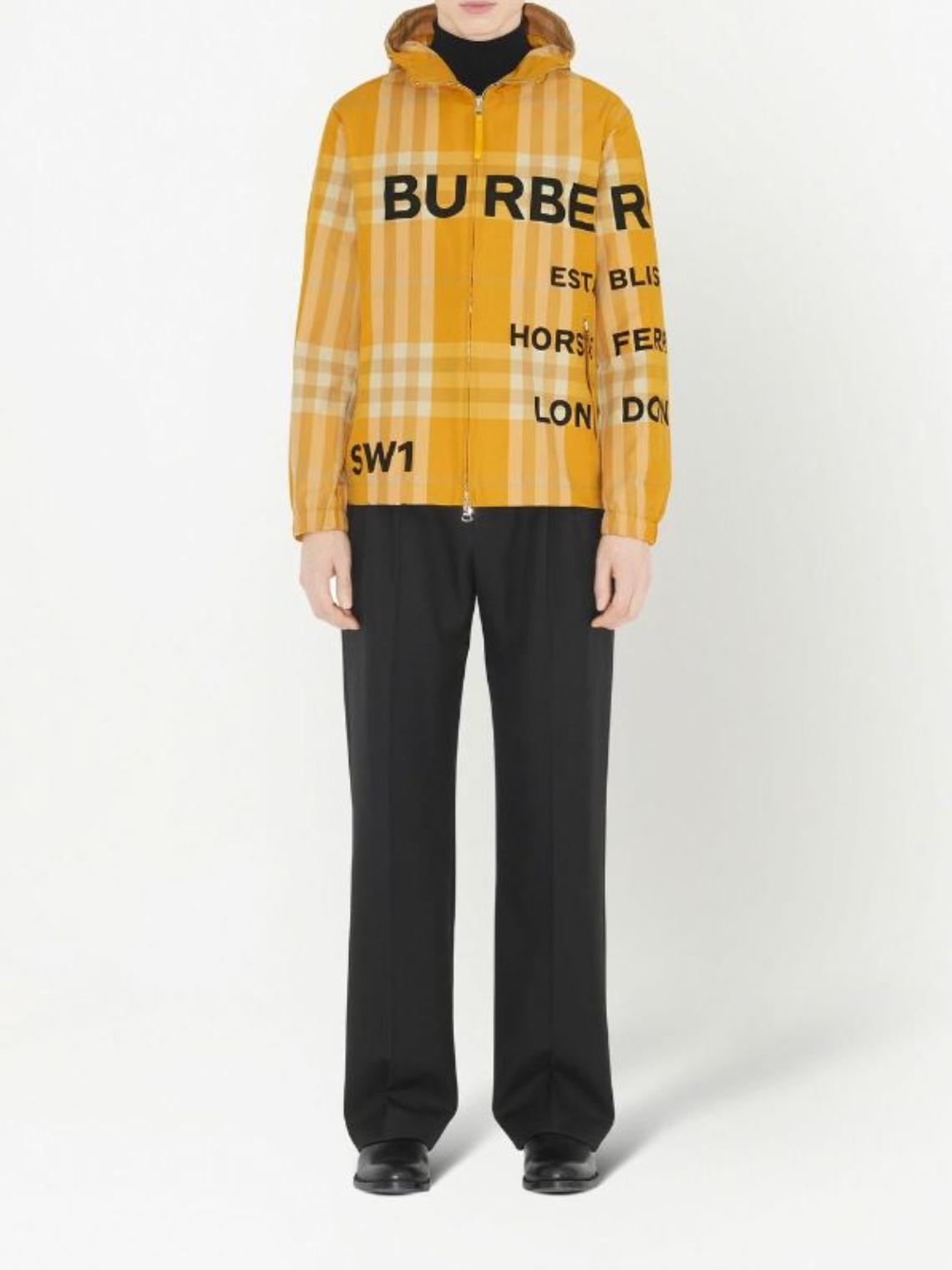 Burberry Men Check Pattern Rain Jacket in Yellow for Men Lyst