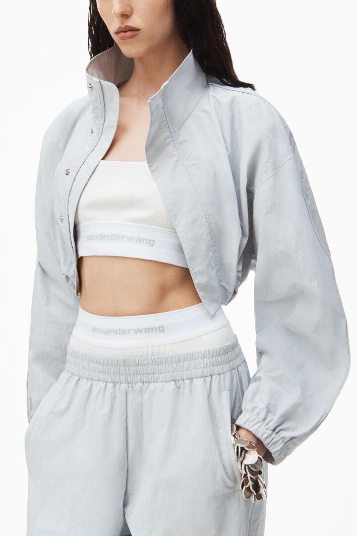 Alexander Wang Women Logo Elastic Bra Top Bolero Track Jacket in White