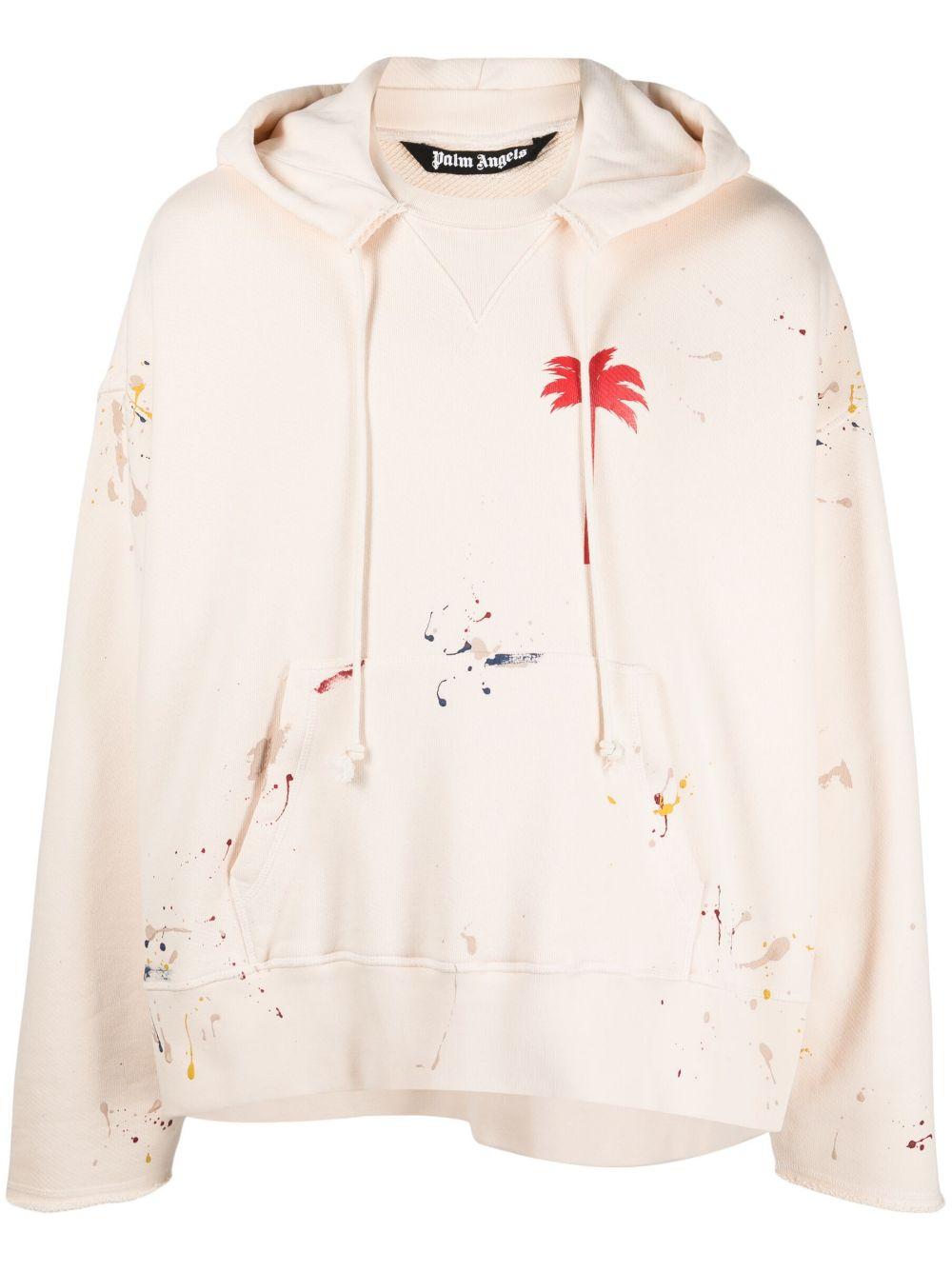 Palm Angels Pxp Painted Raw Cut Hoody in White for Men | Lyst