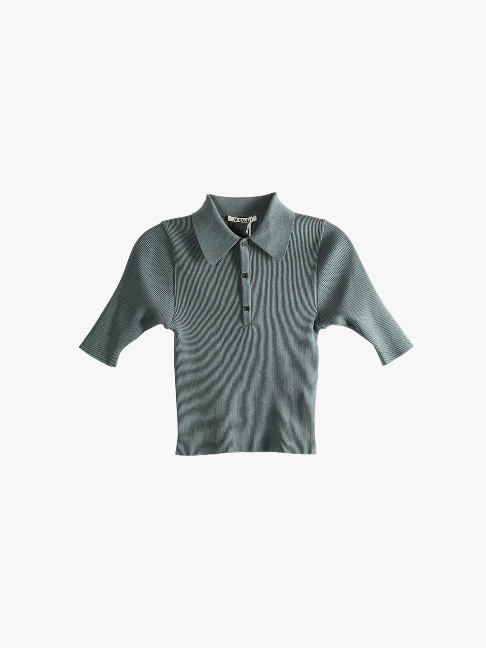 トップス AURALEE COTTON HIGH GAUGE RIB KNIT POLO AURALEE Cotton High Gauge Rib Knit Polo in Blue | Lyst