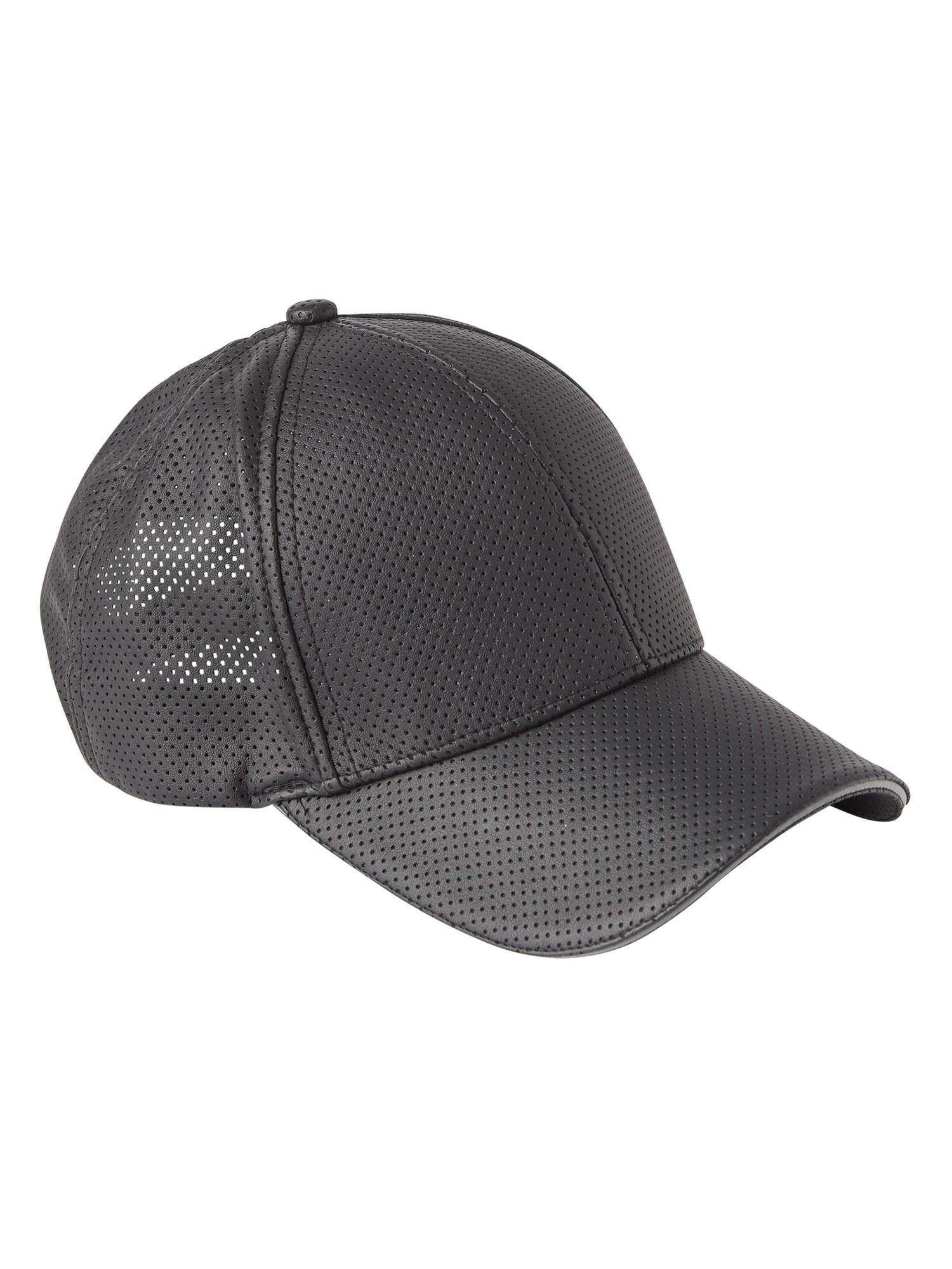 Athleta Perforated Faux Leather Baseball Cap in Black - Lyst
