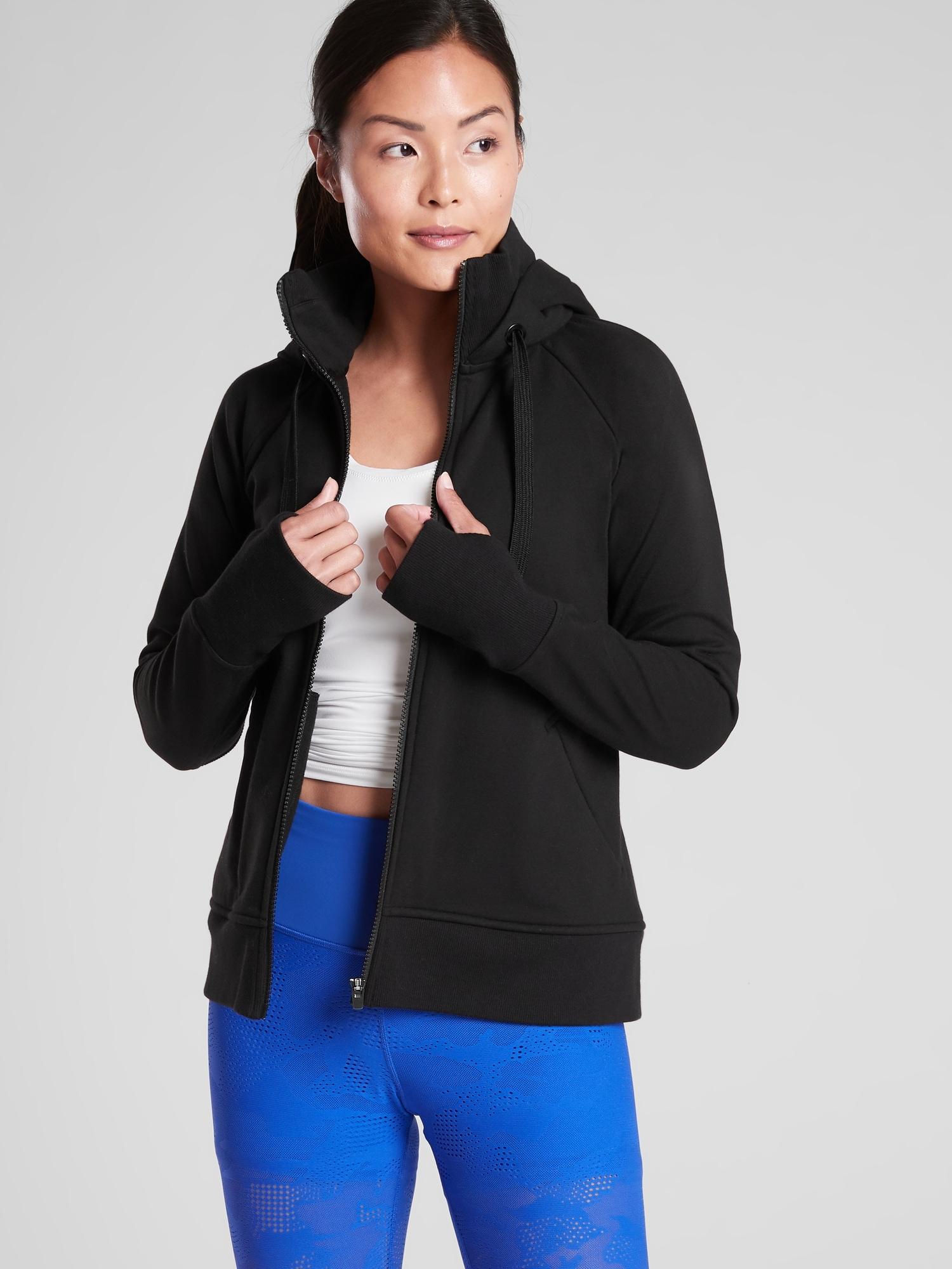 Athleta Cotton Triumph Hoodie in Black Lyst