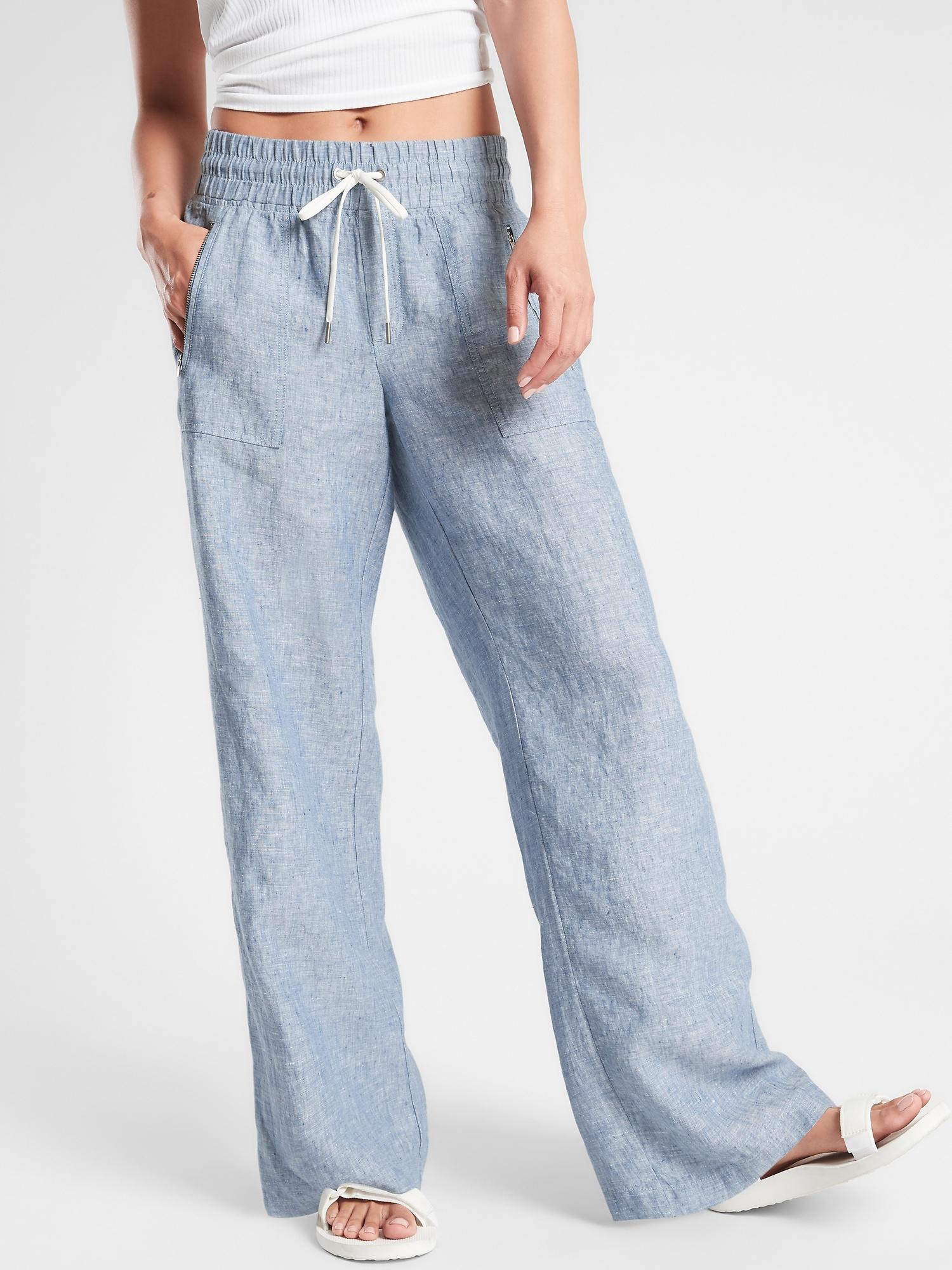 Athleta Cabo Linen Wide Leg Pant in Chambray Blue (Blue) - Lyst