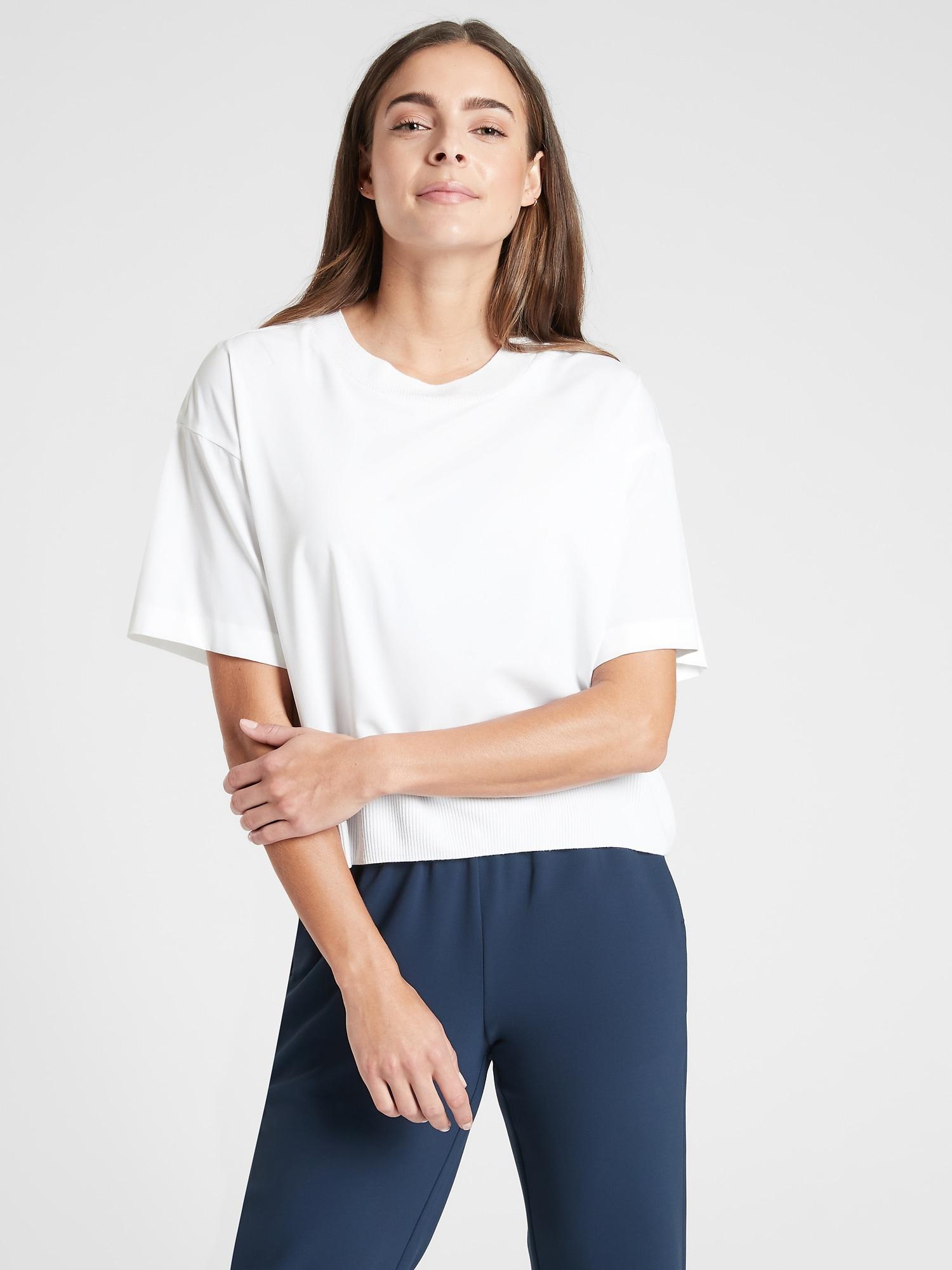 Athleta Zephyr Crop Tee in Bright White 