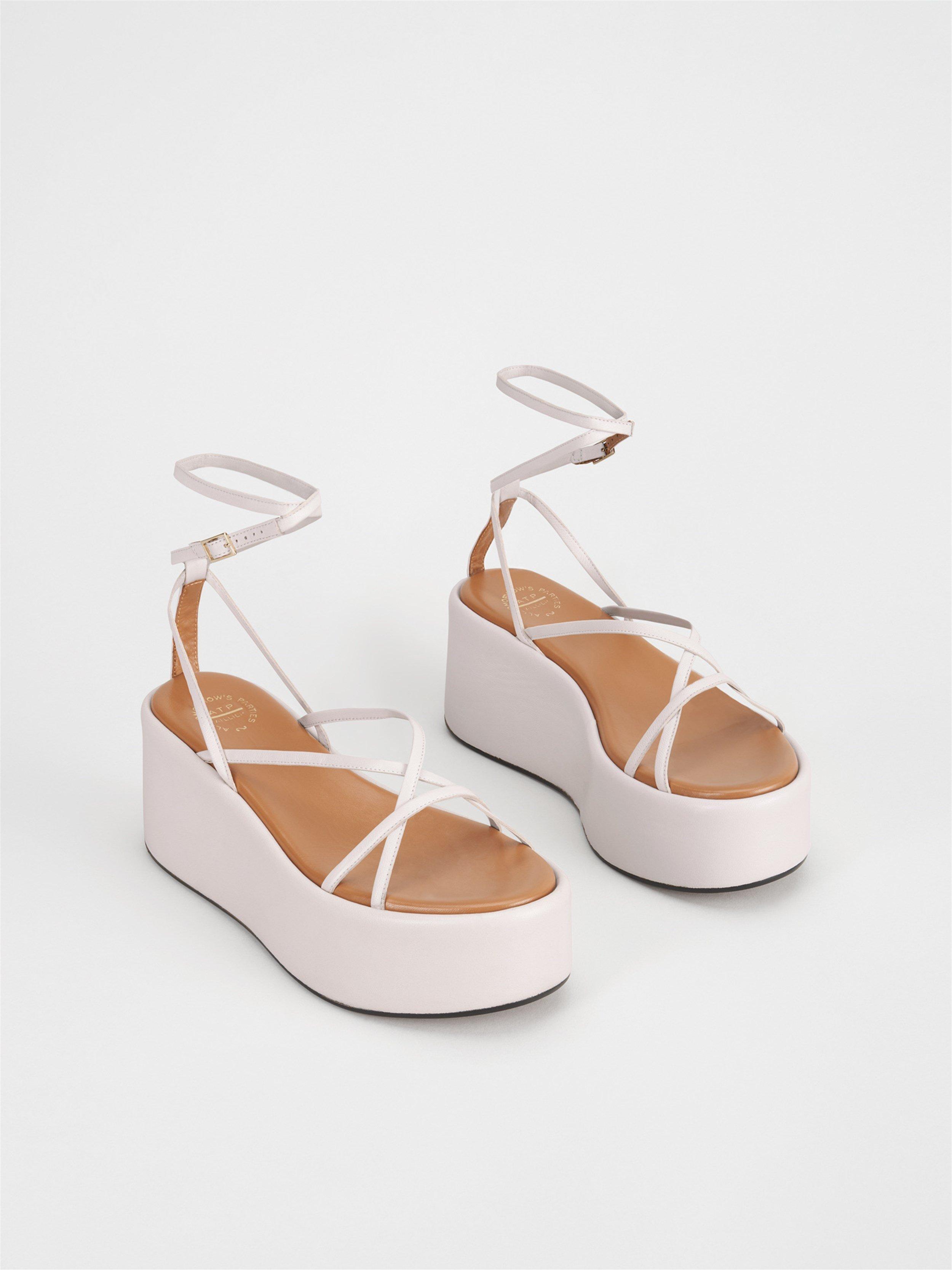 white tie platform sandals