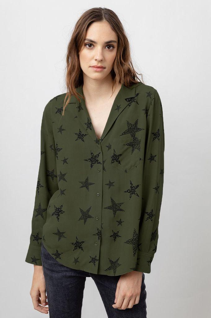 Rails Rebel Cheetah Star Shirt Olive in 