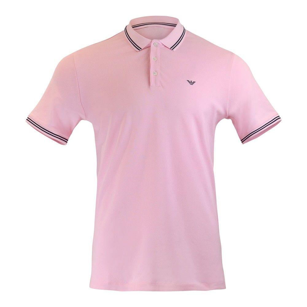 Emporio Armani Short Sleeved Polo With Trim in Pink for Men - Lyst