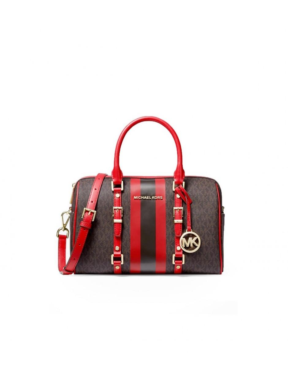 michael kors red and brown handbag