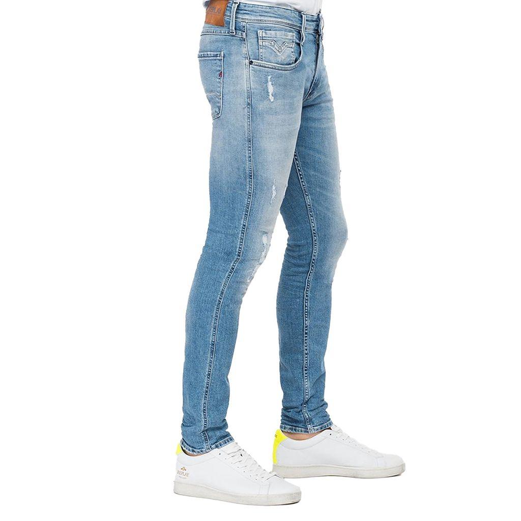 Replay Denim Anbass 573 Bio Slim Fit Jeans - Light Rip \u0026 Repair in Blue for  Men - Save 6% - Lyst