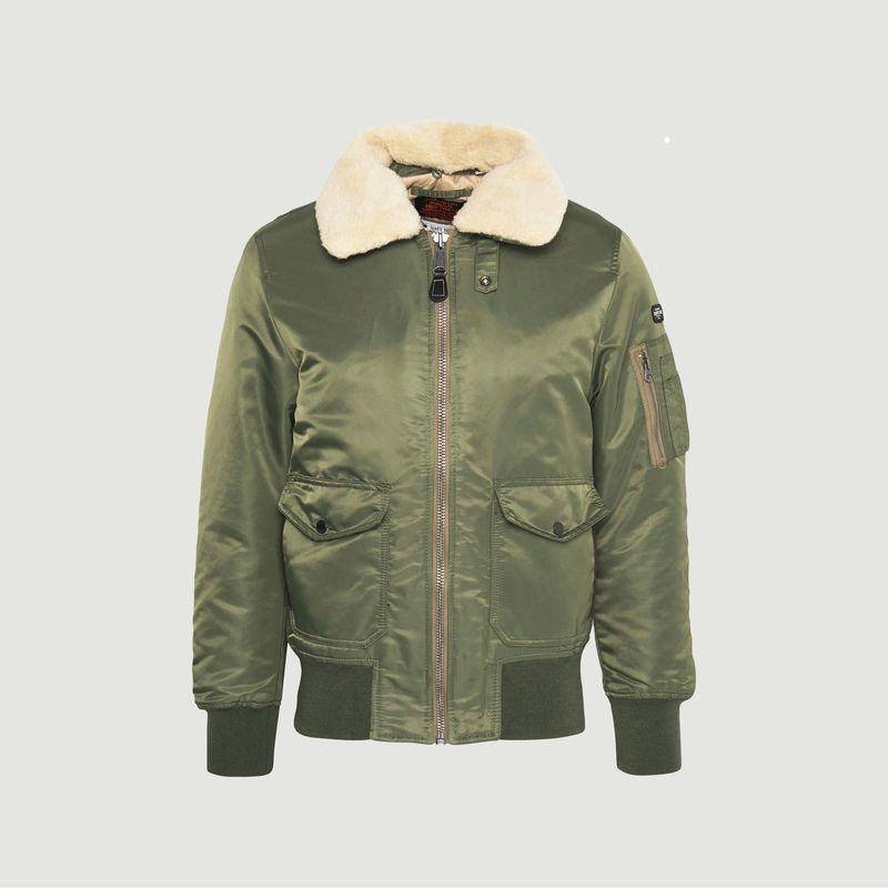 Schott Nyc Bomber Jacket With Removable Collar Kaki Beige Nyc in Green ...