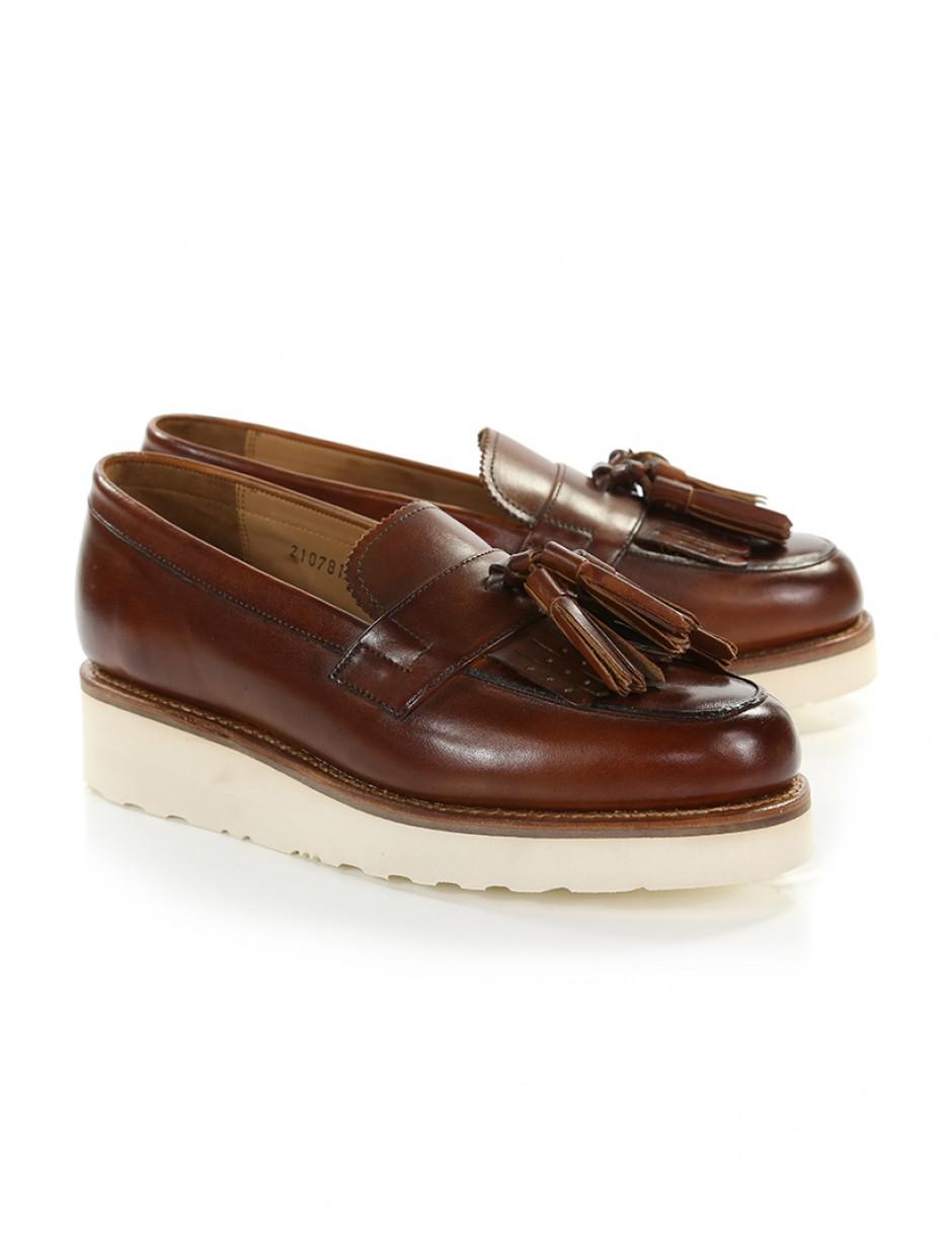 grenson clara leather wedge loafers