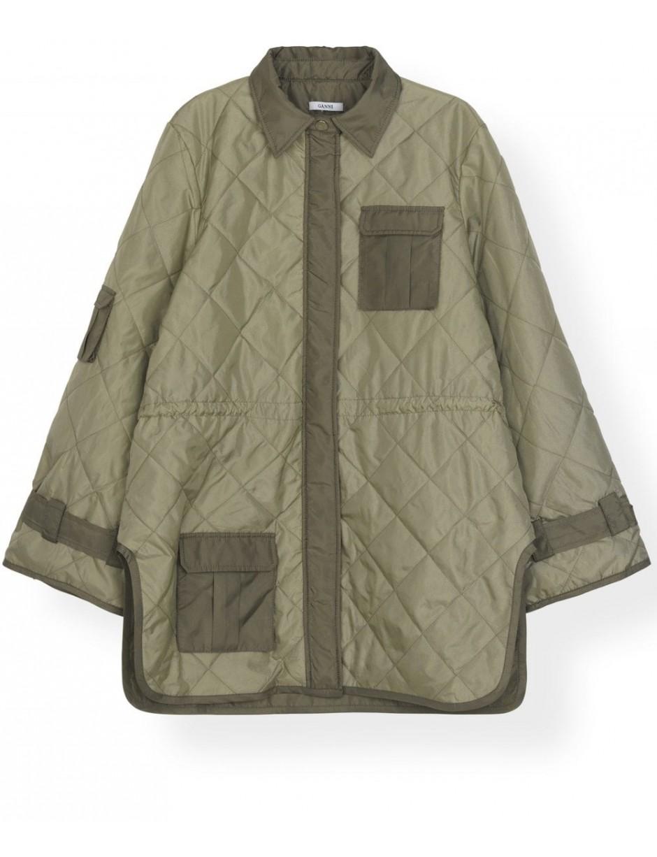 Ganni Synthetic Aspen Ripstop Quilted Jacket in Green - Lyst