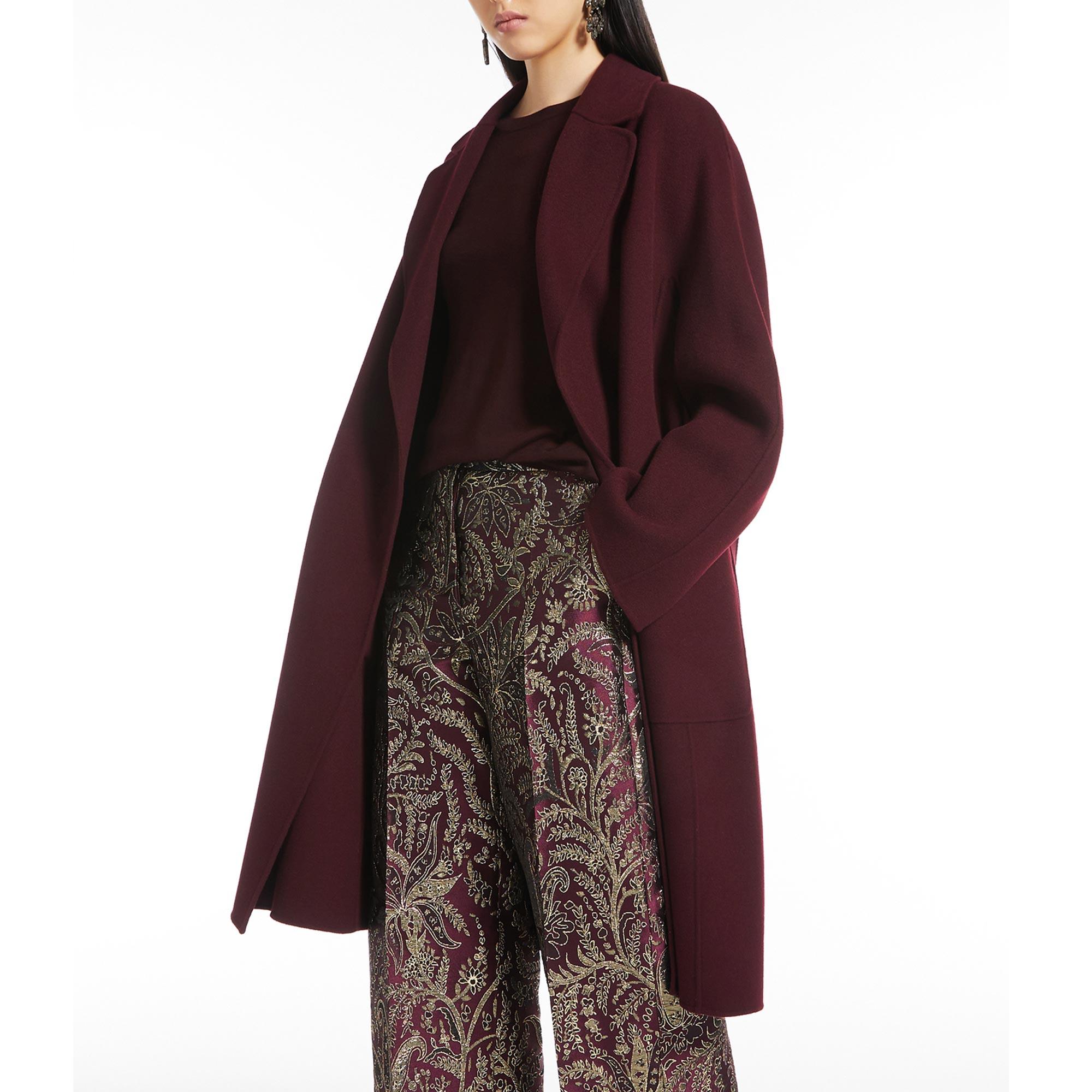 Max Mara Burgundy Wool Coat in Red | Lyst