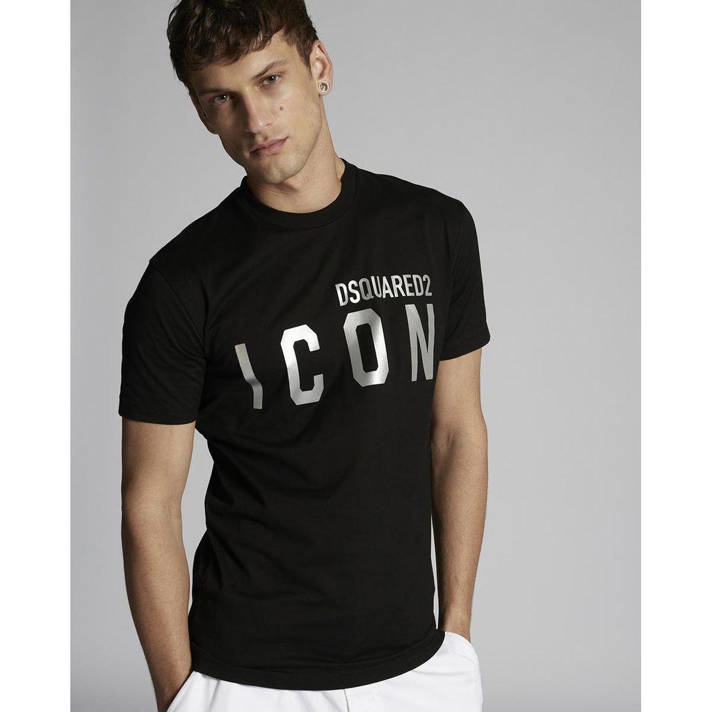 DSquared² Cotton Dsquared T-shirt Icon Logo Silver Black in White for Men -  Lyst