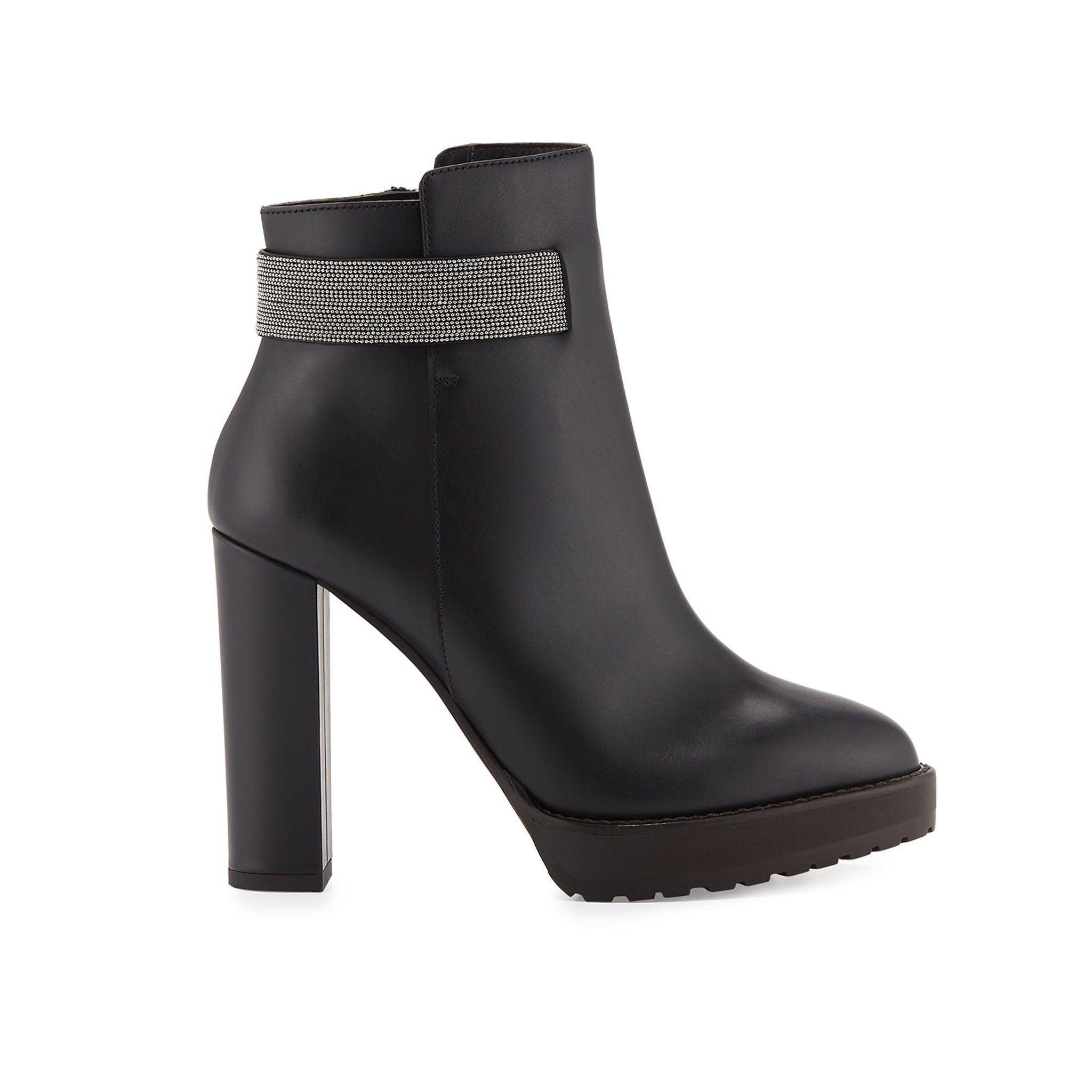 Brunello Cucinelli Leather Monili-strap Ankle Boots in Black | Lyst