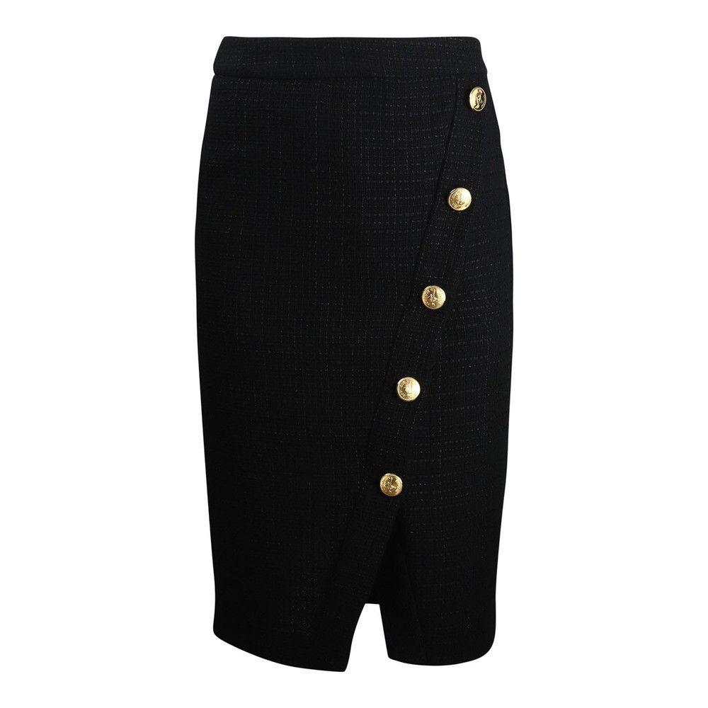 gold button skirt