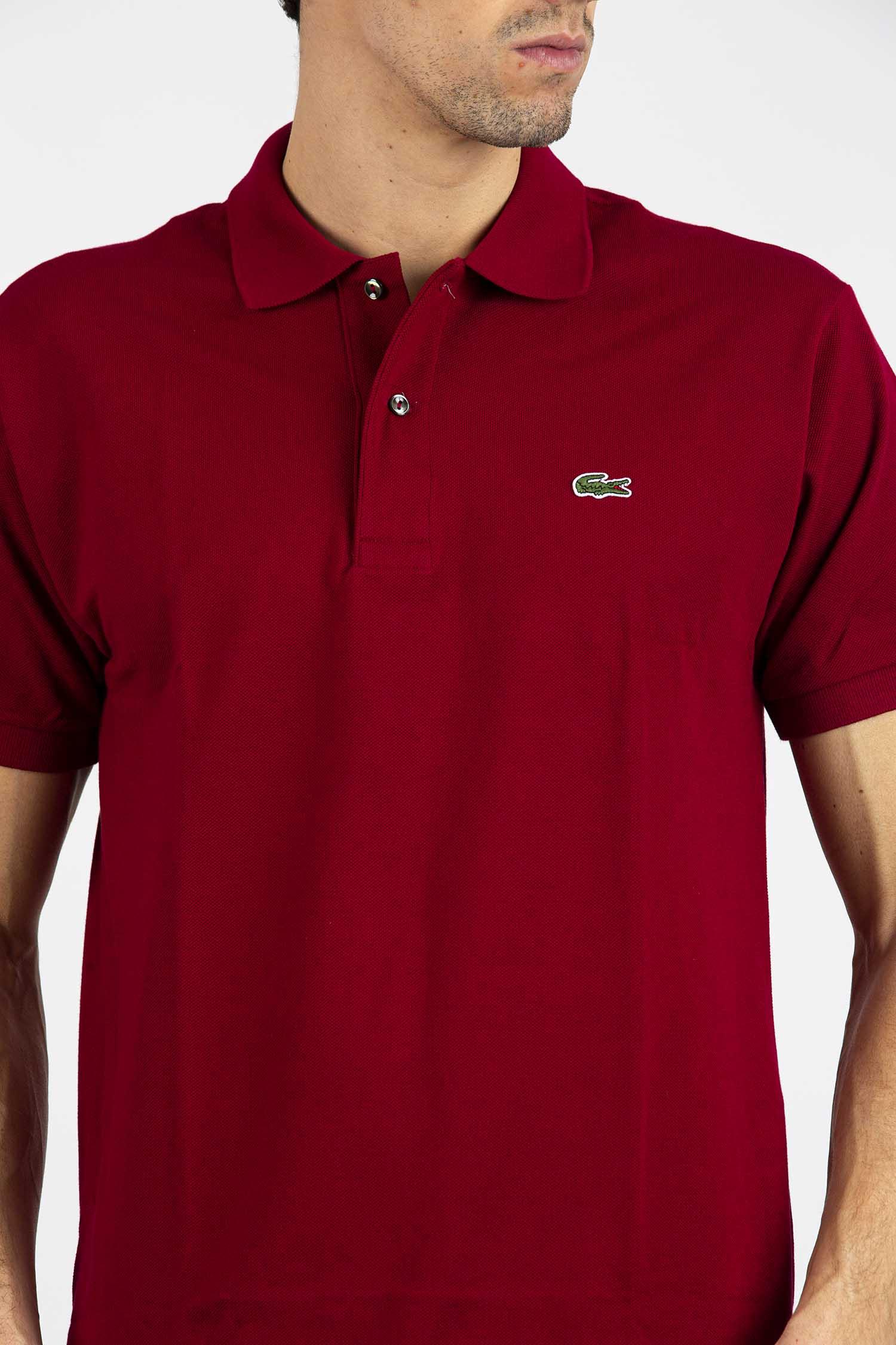 Lacoste Polo In Piquet in Burgundy (Red 