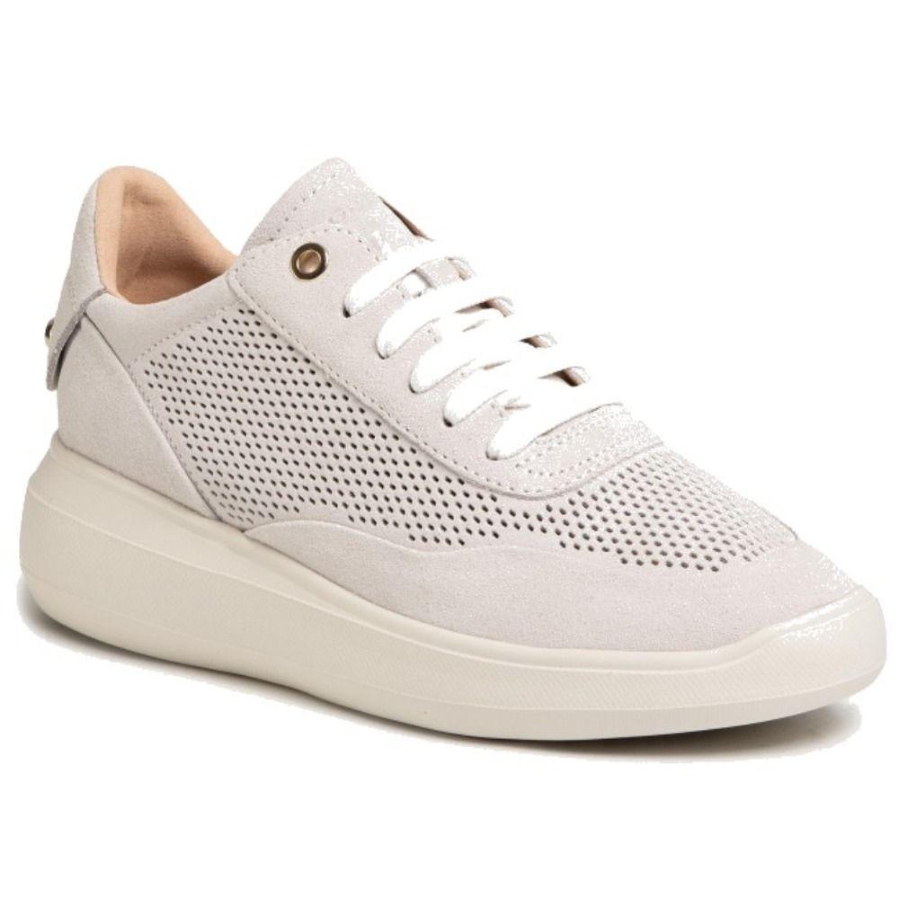 Geox Women's D84apa00085c1000 White Leather Sneakers - Lyst