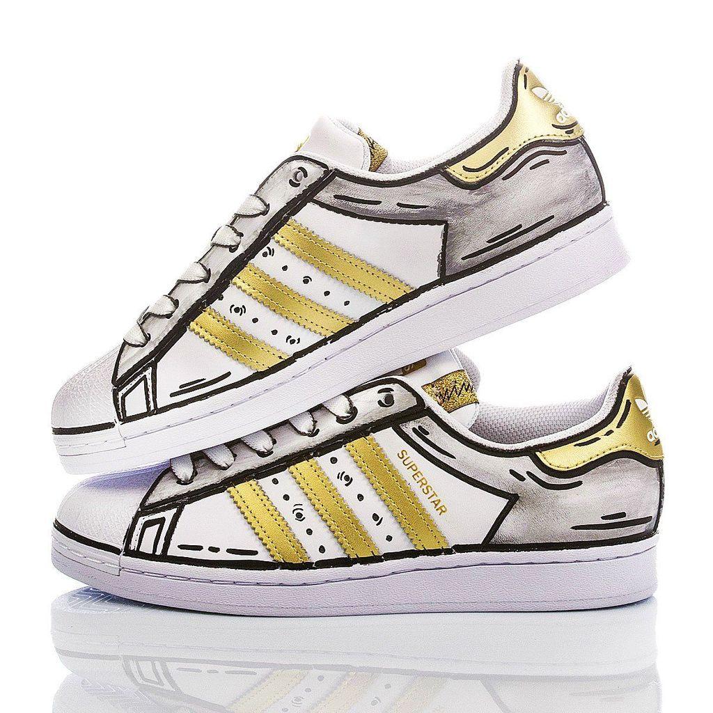 adidas Superstarcomics Leather Sneakers in White - Lyst