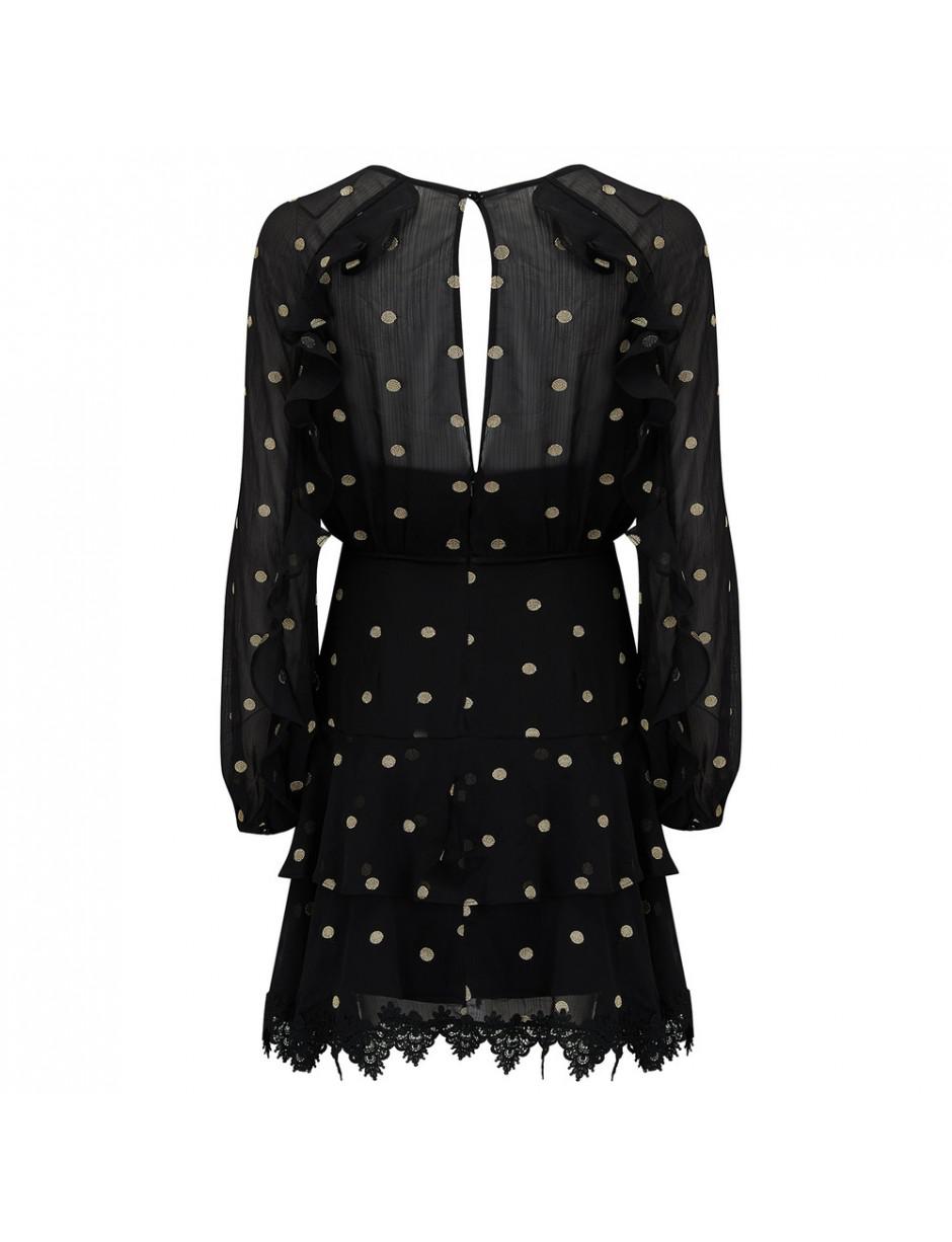 black and gold spot dress