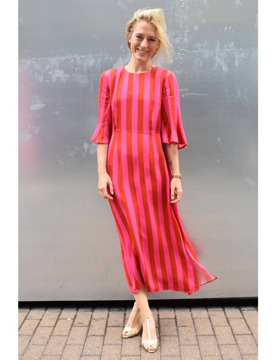 Stine Goya Synthetic Kirsten Raspberry Stripes Dress in Pink - Lyst