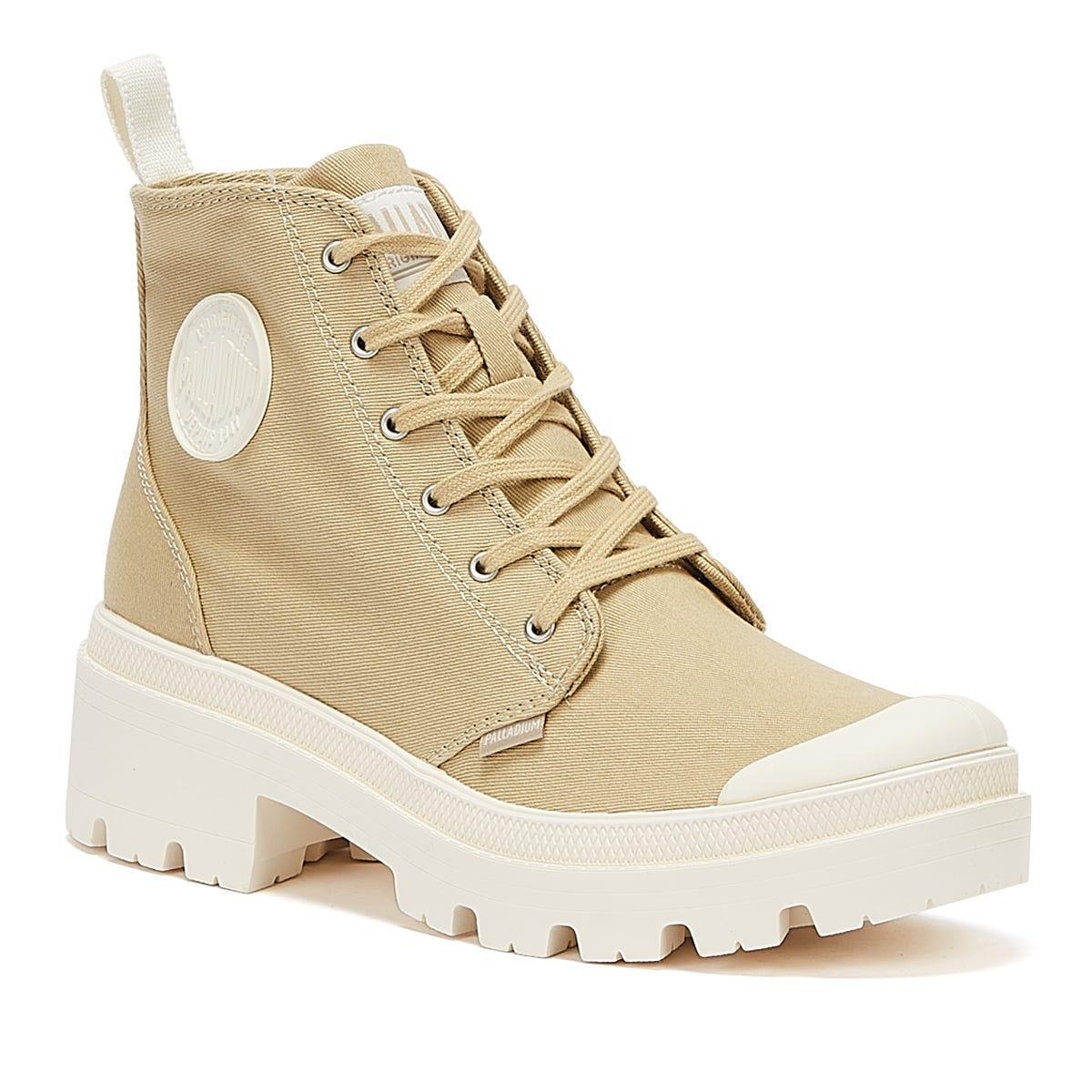 Palladium Canvas Pallabase Twill Taupe Boots in Natural | Lyst