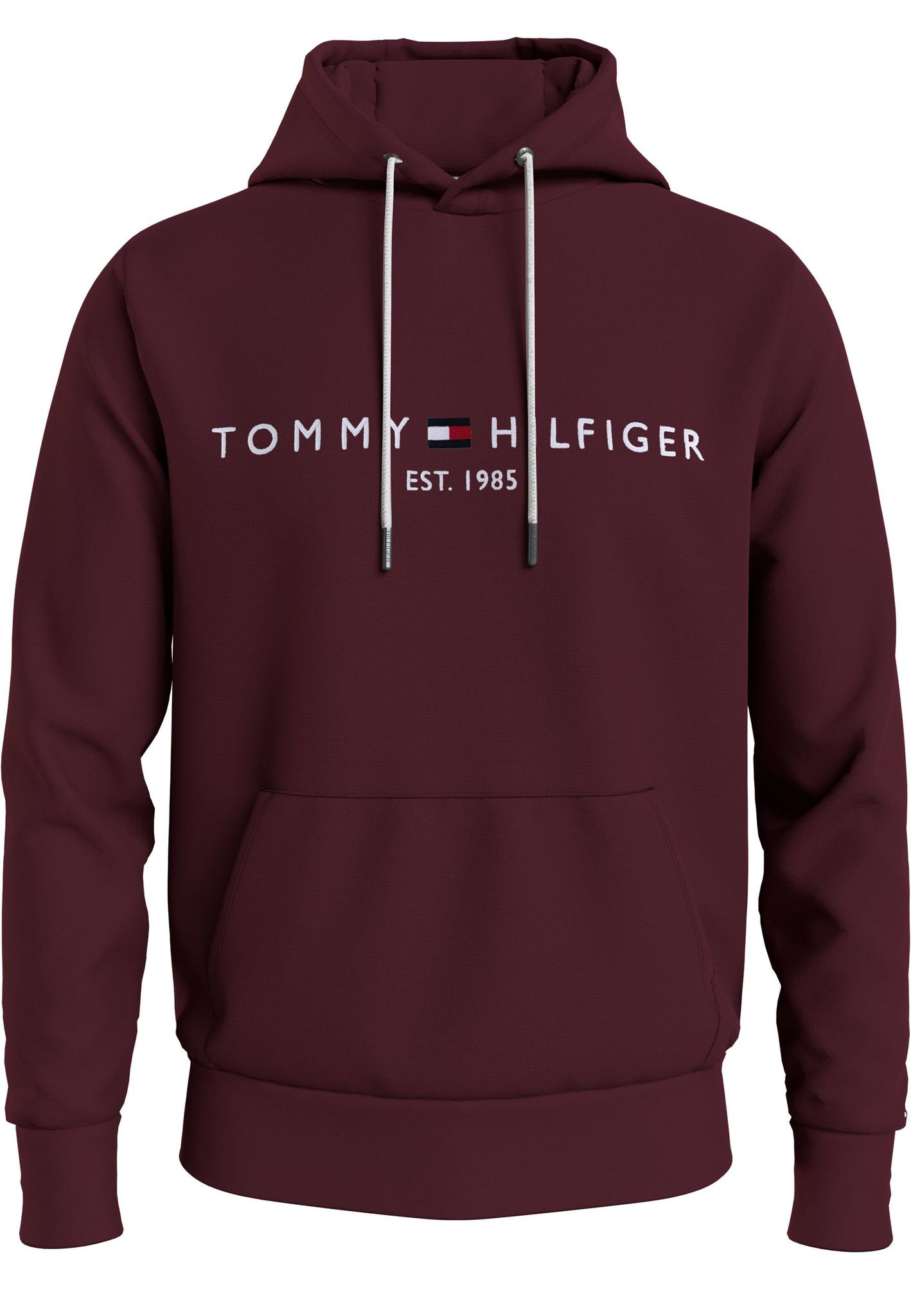 Tommy Hilfiger Logo Hoodie Bordeaux Mw0mw11599 Vlp in Red for Men | Lyst