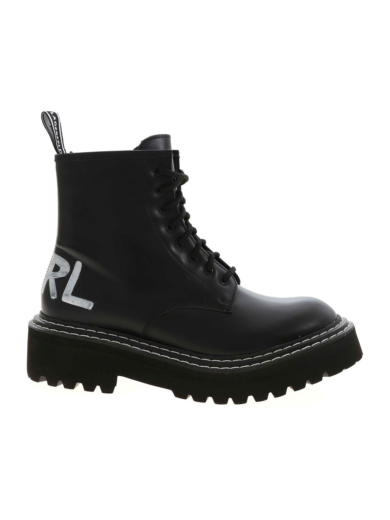 Karl Lagerfeld Leather Patrol Ii Ankle Boots in Black | Lyst UK