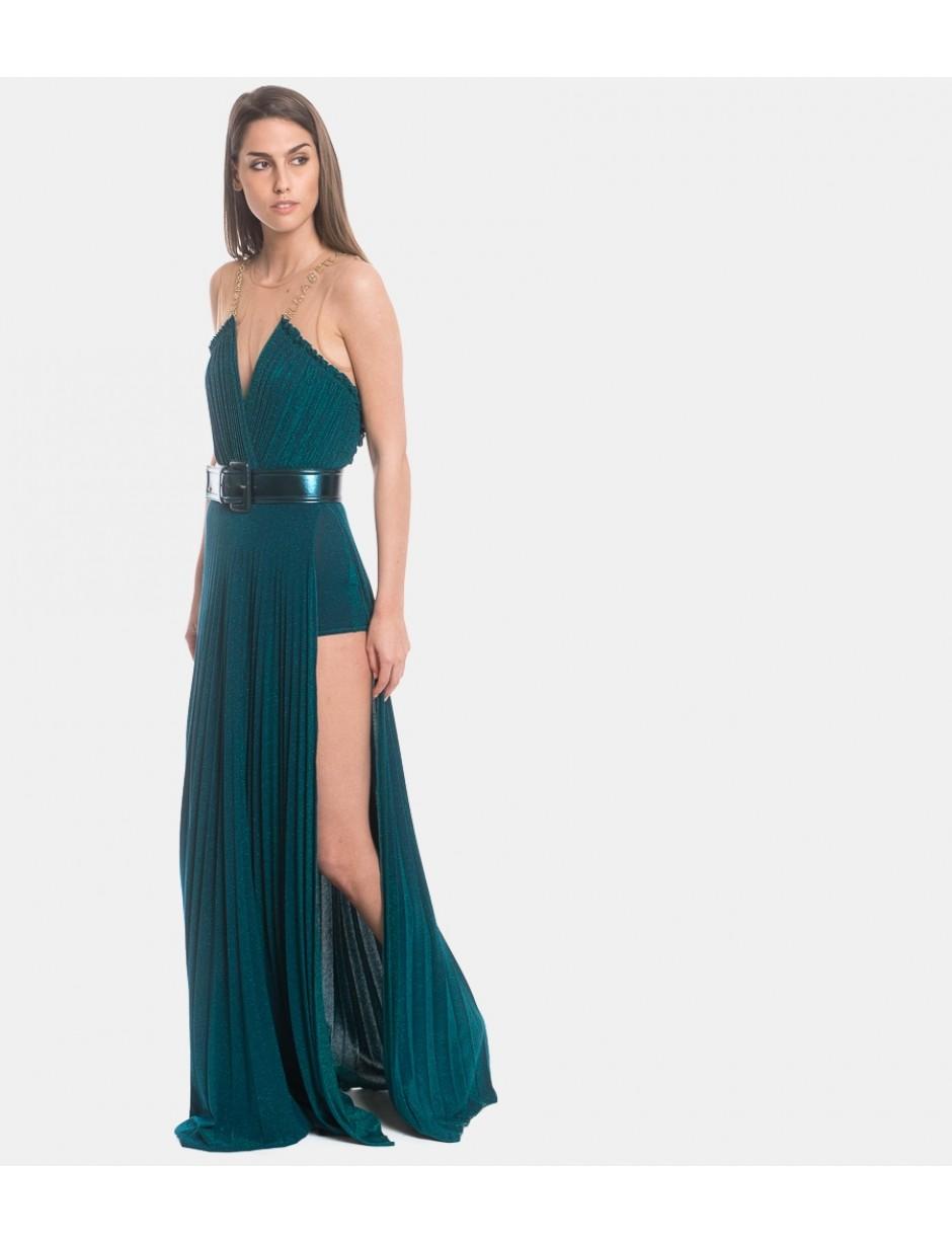 Elisabetta Franchi Abito Lungo Color Ottanio in Blue | Lyst