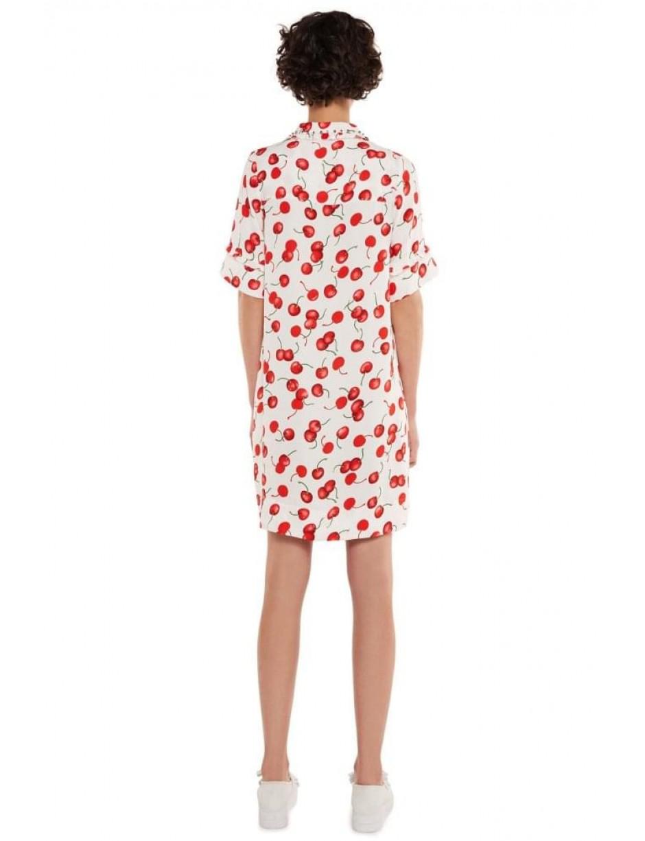 cherry print shirt dress