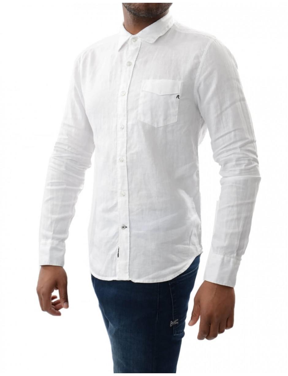 Replay Linen Classic Shirt in Black for 