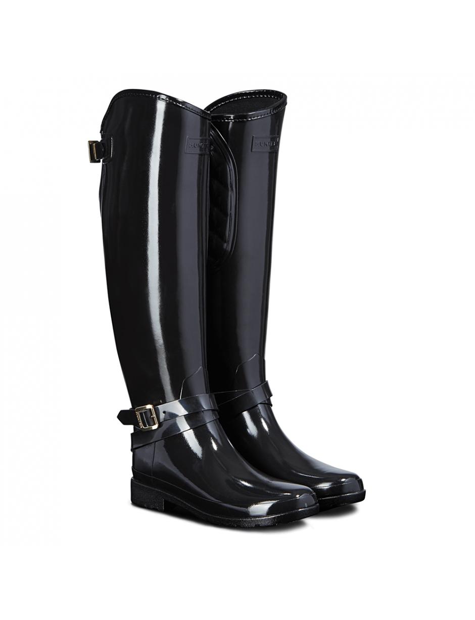 HUNTER Leather Refined Adjustable Quilted Tall Riding Boots in Black - Lyst