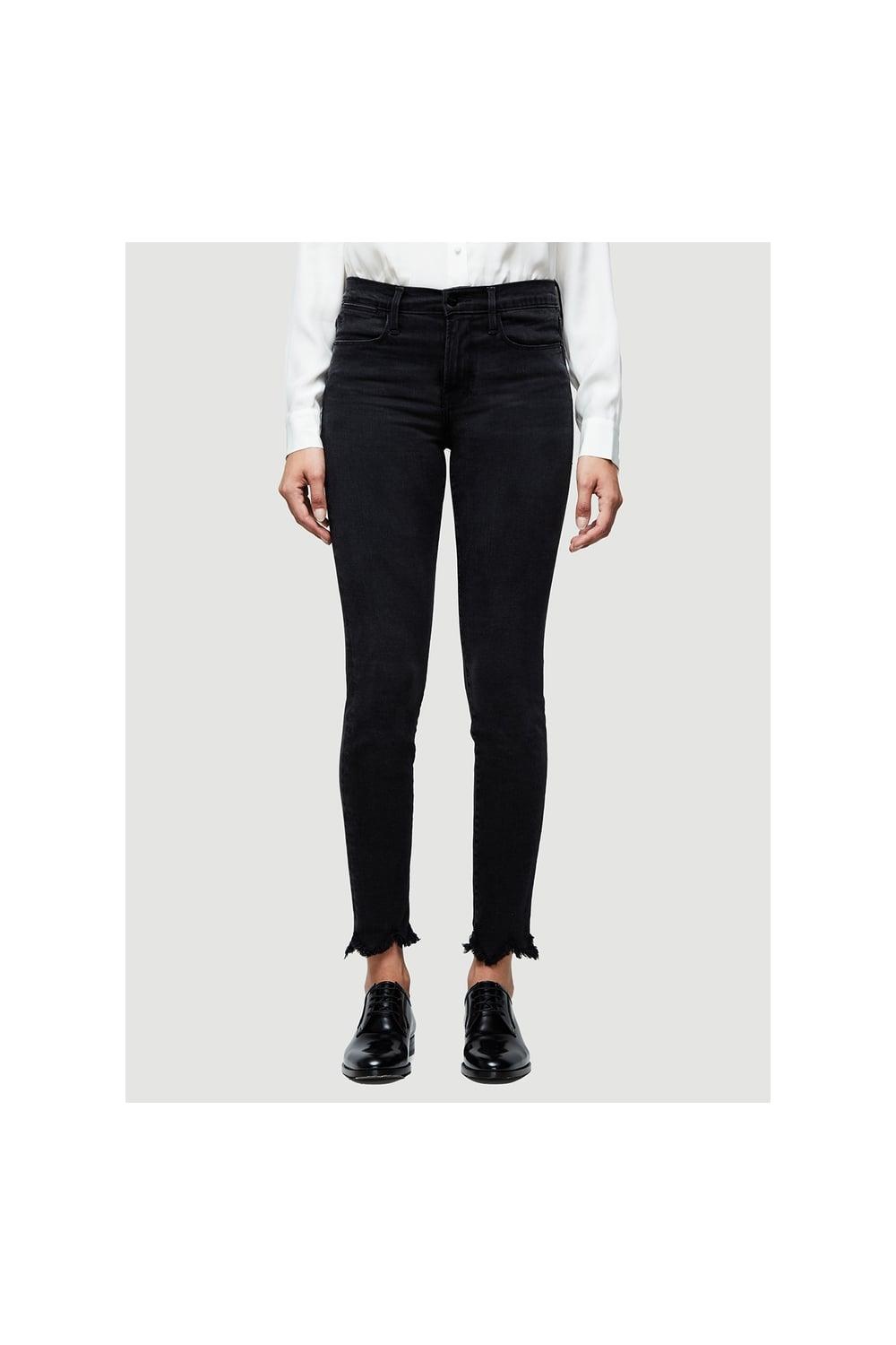 High Skinny Raw Jeans in Black 
