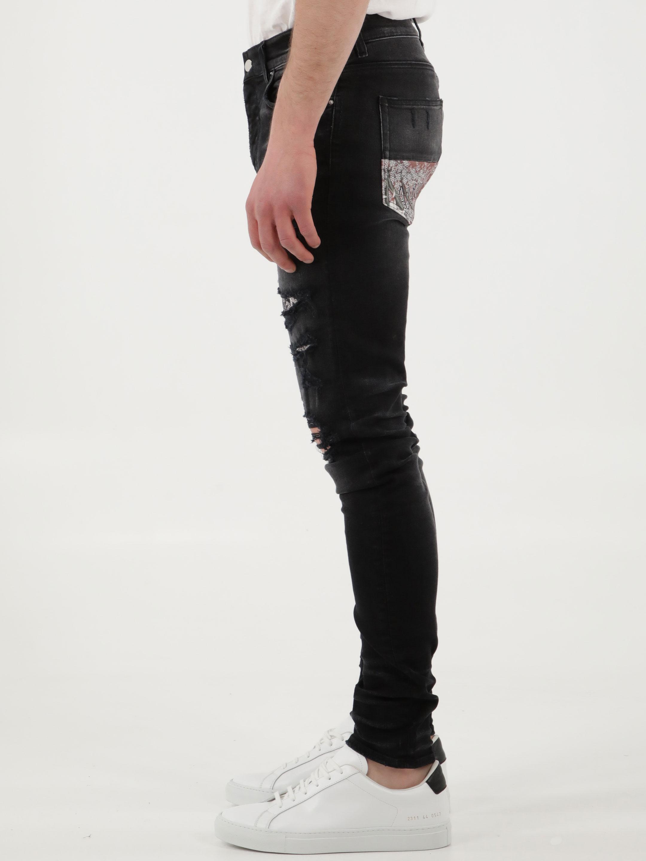 Amiri Denim Black Hibiscus Jeans for Men - Save 28% | Lyst