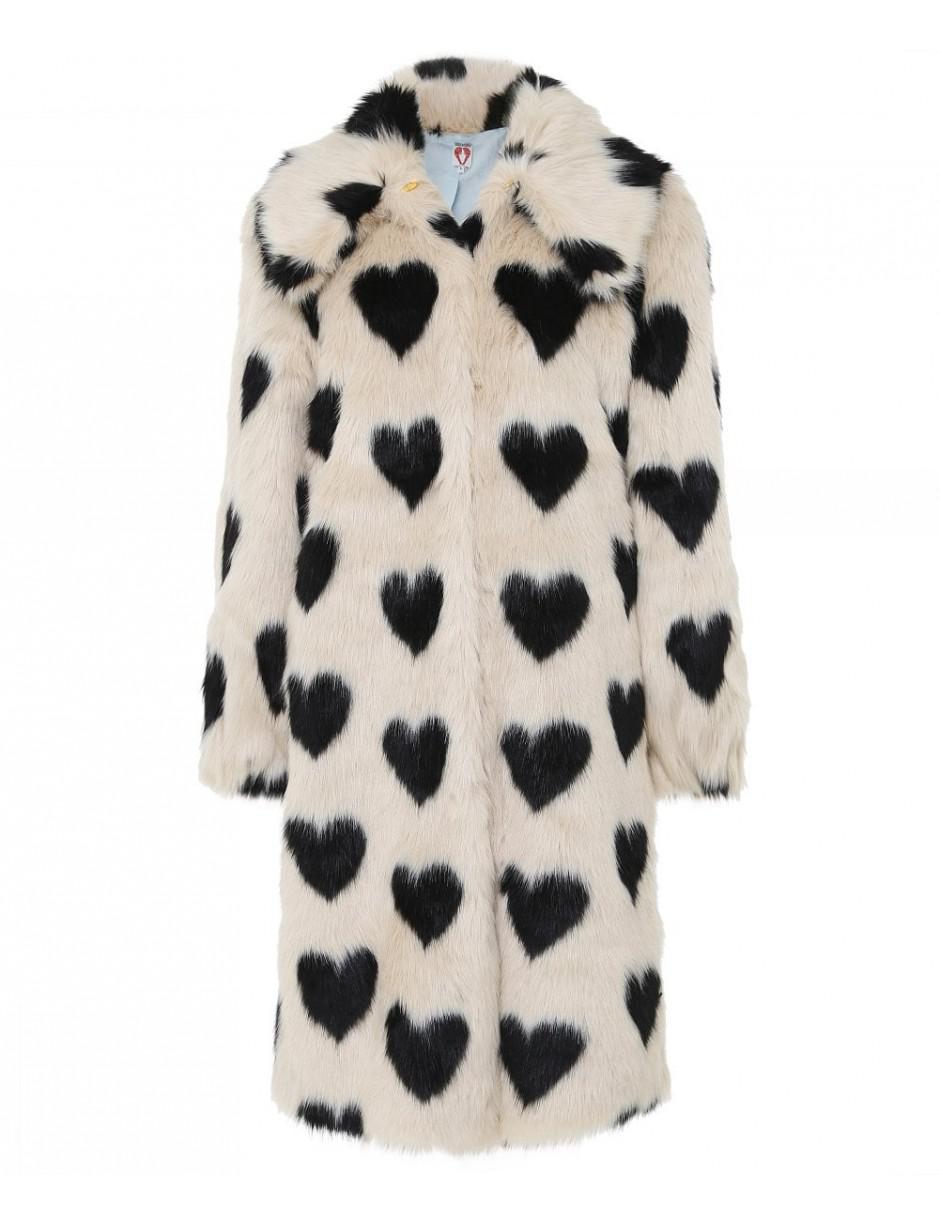 Shrimps Heart Jacquard Faux Fur Coat | Lyst