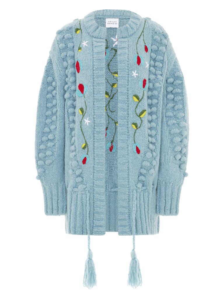 Hayley Menzies Gloria Embroidered Alpaca Wool Midi Cardigan in Blue - Lyst