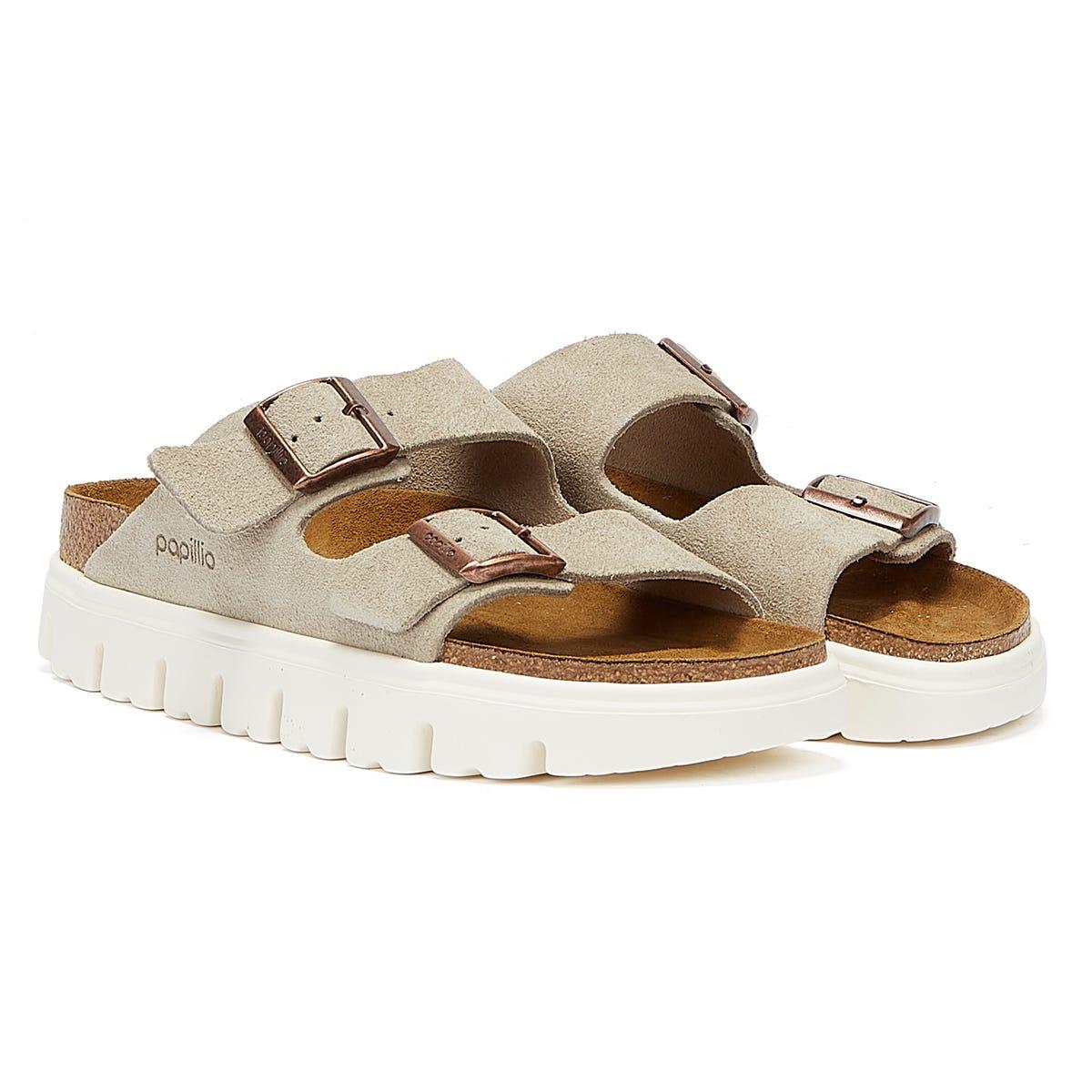 Birkenstock Arizona Chunky Suede Taupe Sandals in Natural | Lyst