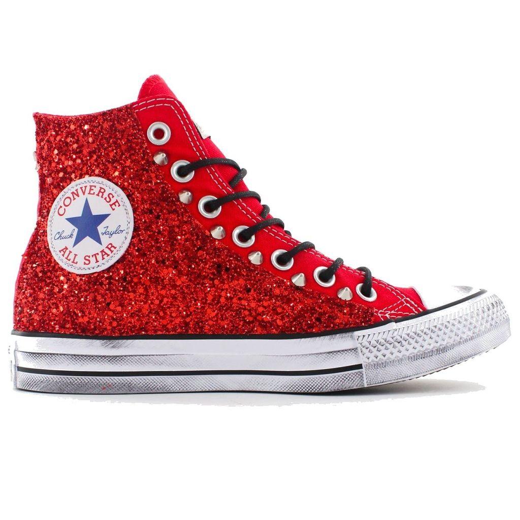 Converse Glitter Hi Top Sneakers in Red | Lyst