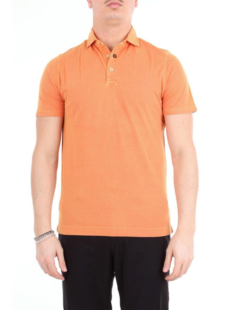 orange plaid polo shirt