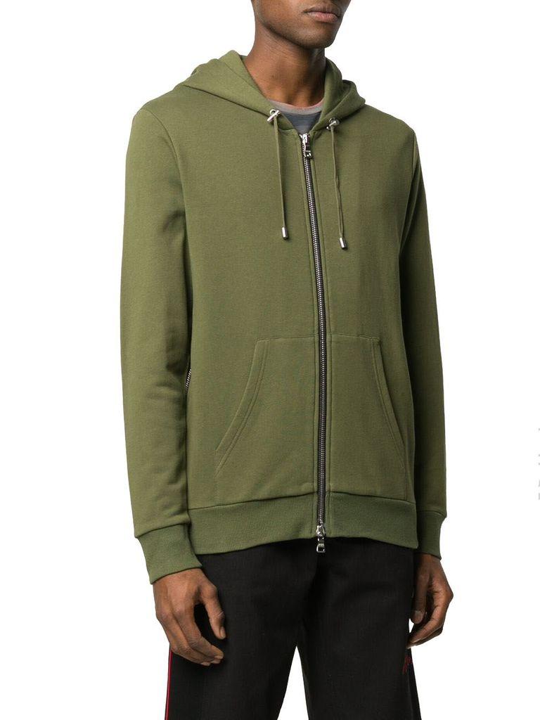 Balmain Cotton Textured Logo Zipped Hoodie in Green for Men - Save 10% -  Lyst