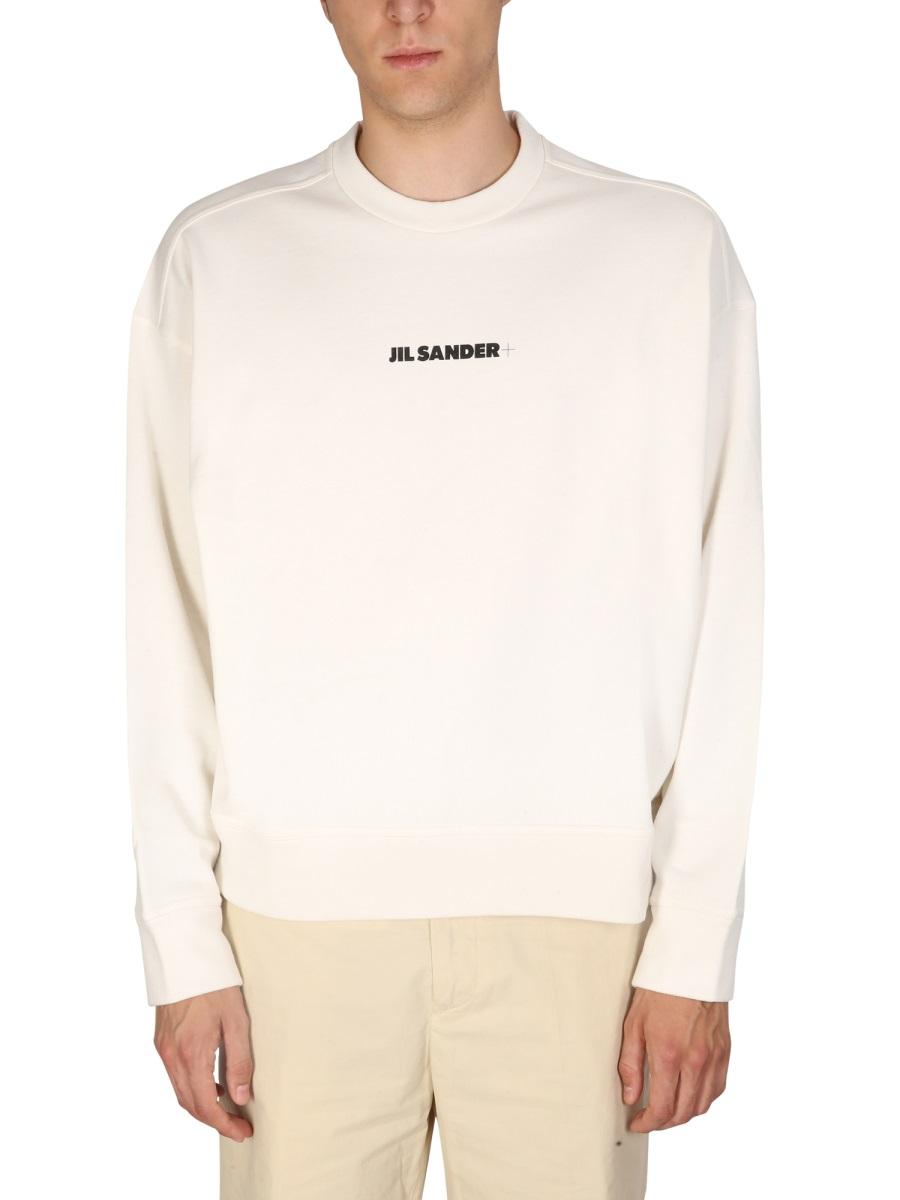 Jil Sander Logo-embroidered Cotton-blend Long-sleeved T-shirt in Cream White for Men Mens T-shirts Jil Sander T-shirts 