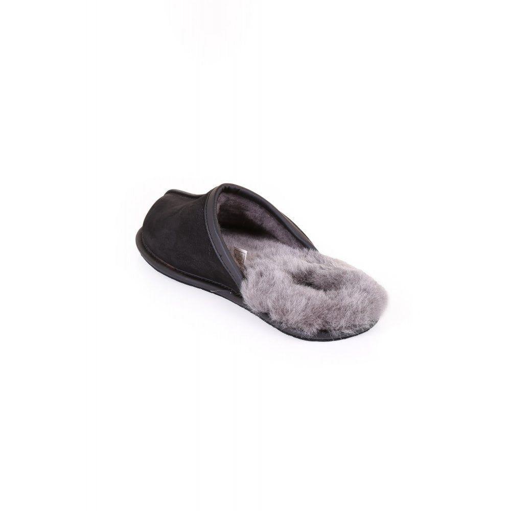 mens scuff leather slippers