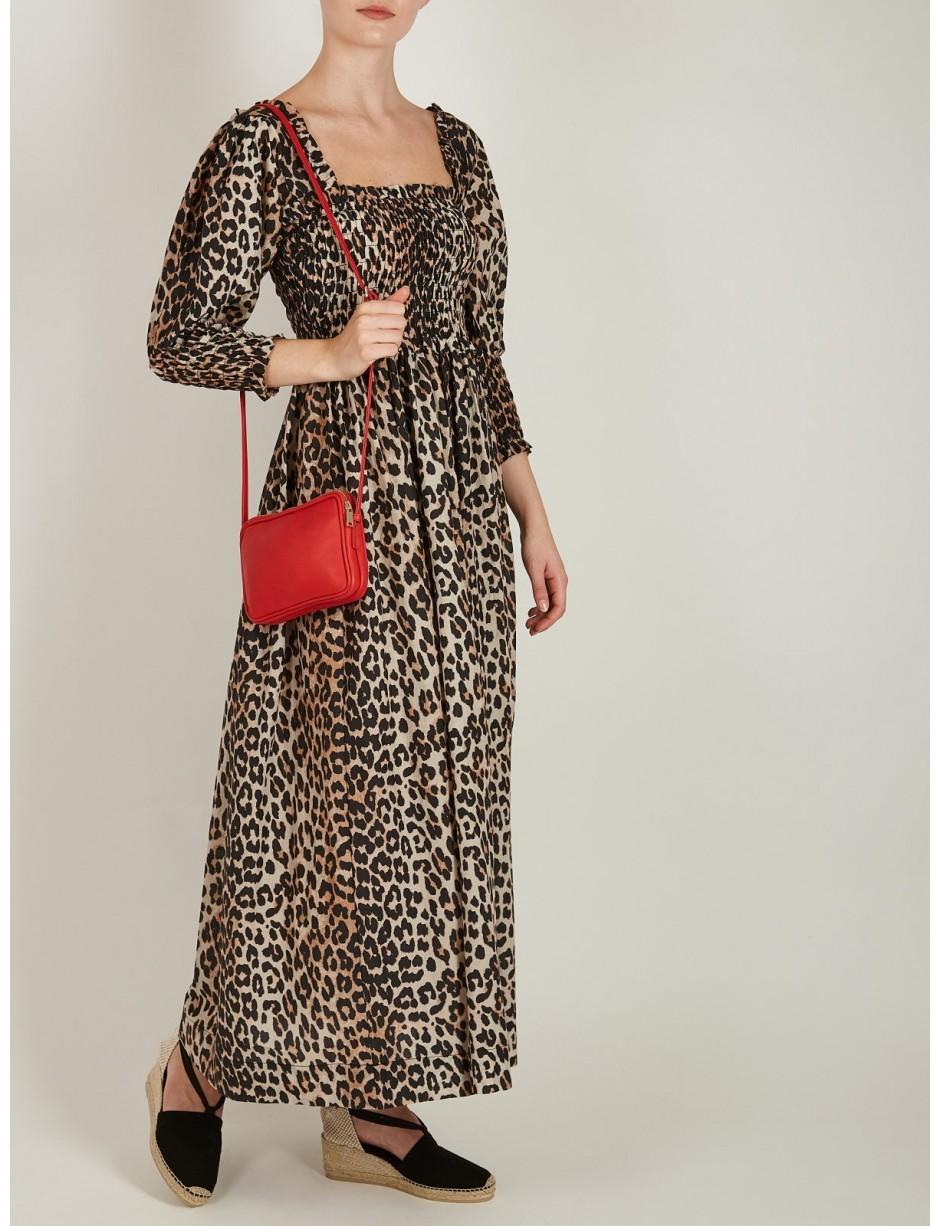 Ganni Silk Leopard Print Smock Dress | Lyst