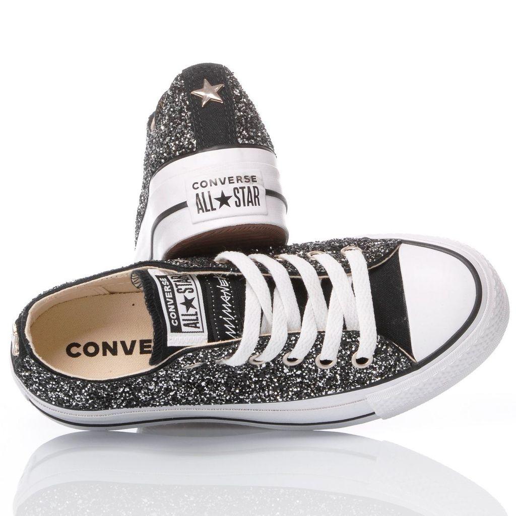 black glitter converse trainers