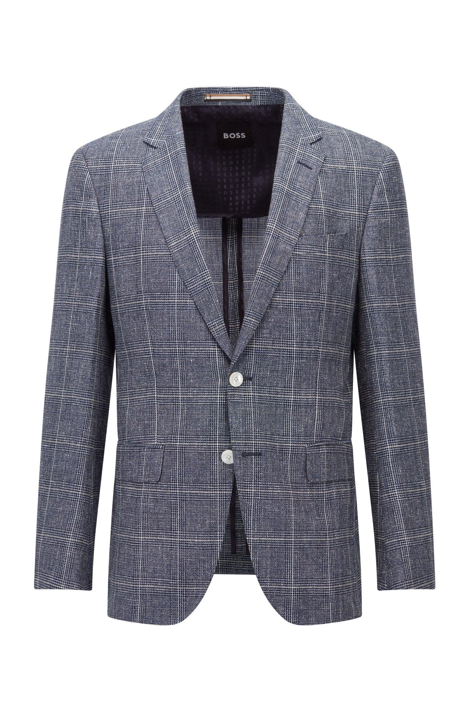 BOSS by HUGO BOSS Boss - H-hutson-222 Slim-fit Checked Jacket In Wool in  Grey (Gray) for Men | Lyst