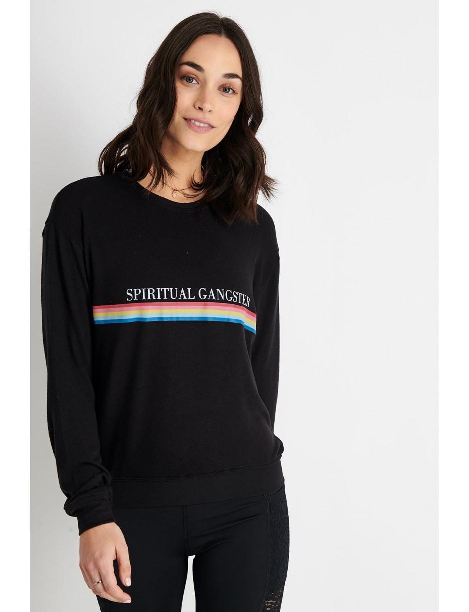 spiritual gangster stripe crew neck sweatshirt