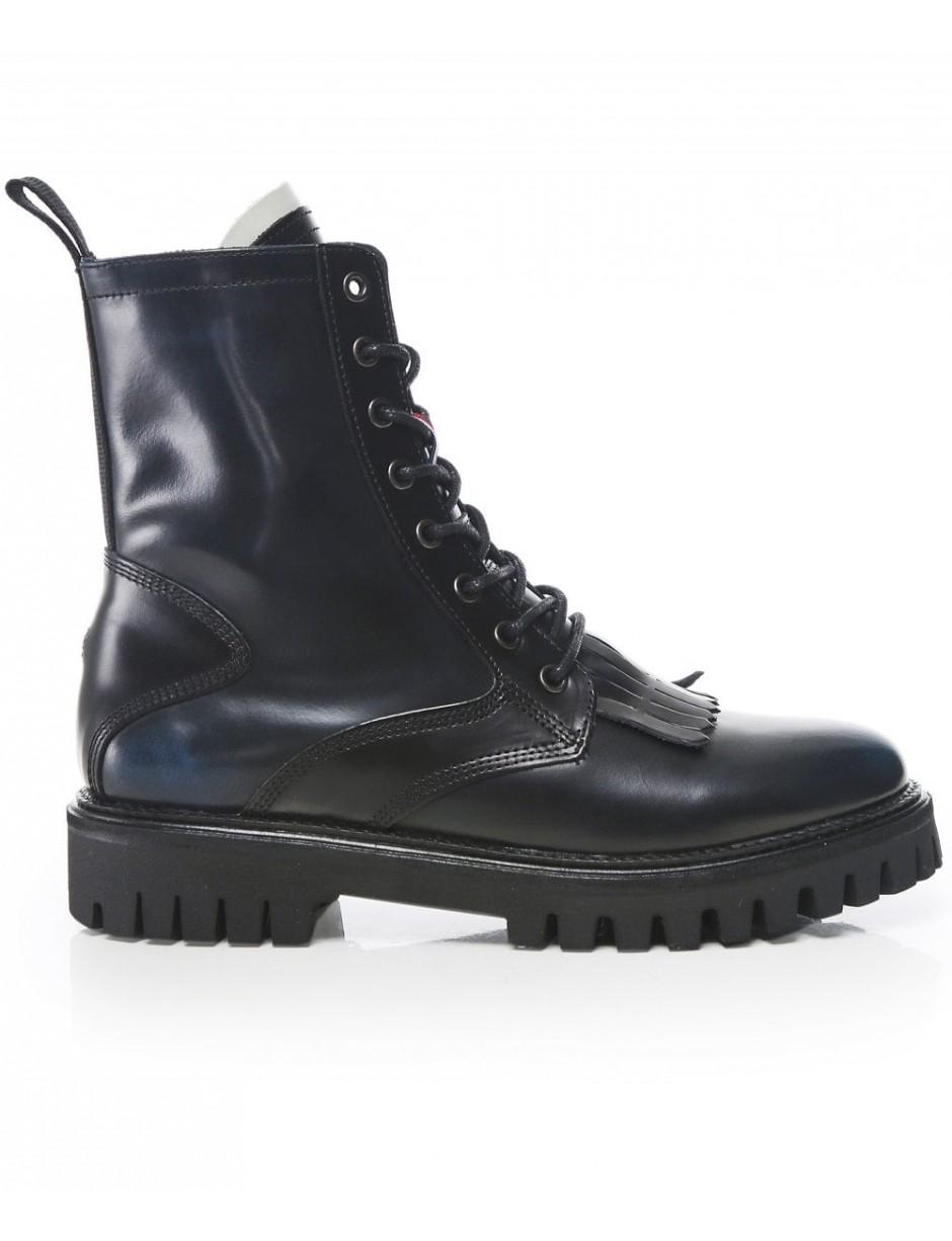 Tommy Hilfiger Iconic Polished Leather Boots in Blue - Lyst