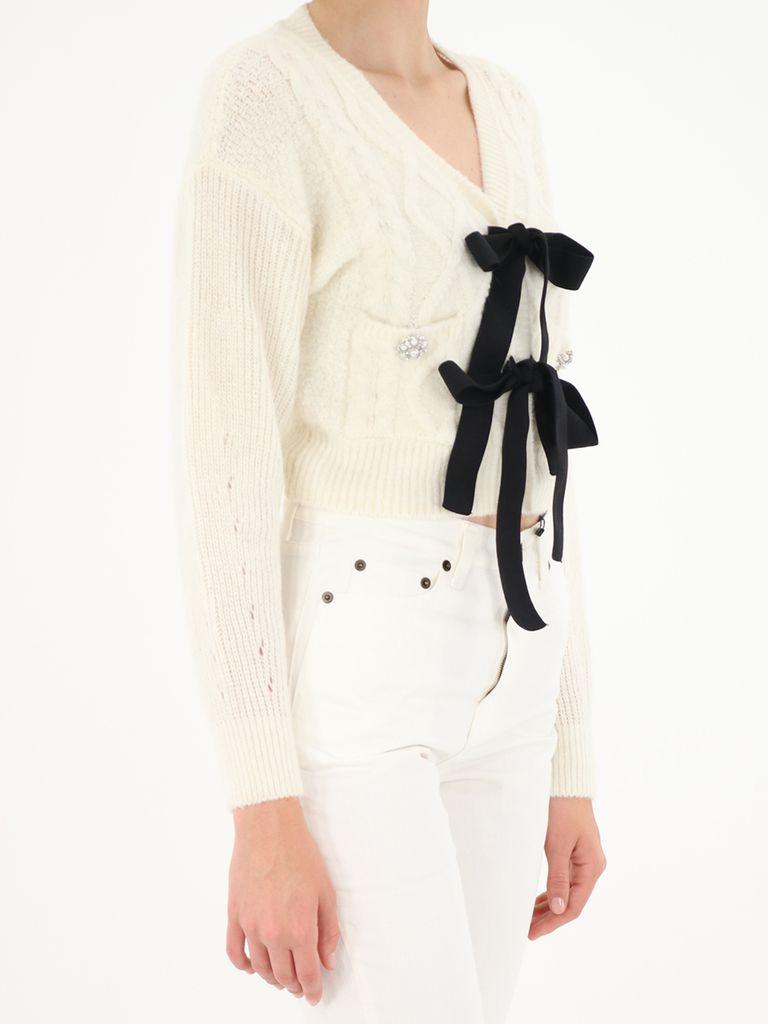 Self-Portrait Ivory Bow Detail Cardigan 