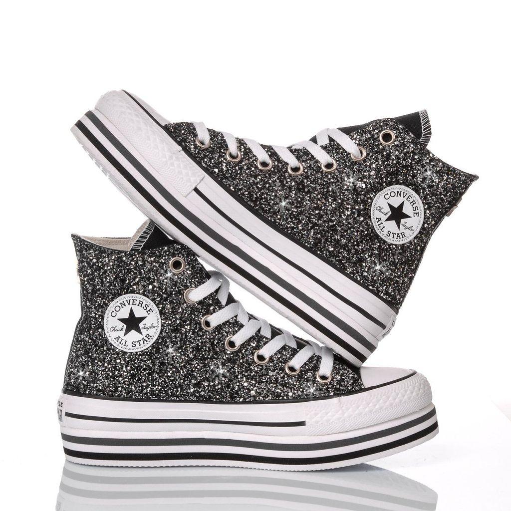 black sparkly converse high tops